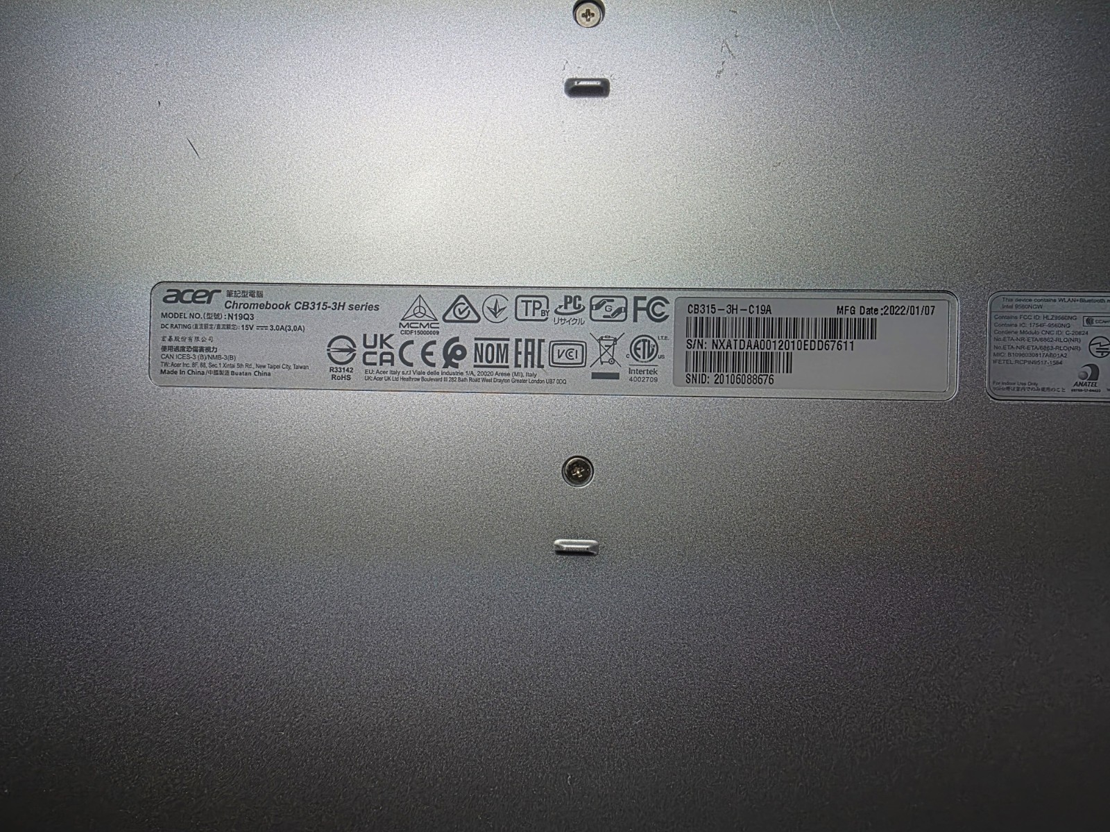 Acer Chromebook CB315-3H N19Q3 15.6 Laptop Chrome With Case And Cable WORKS
