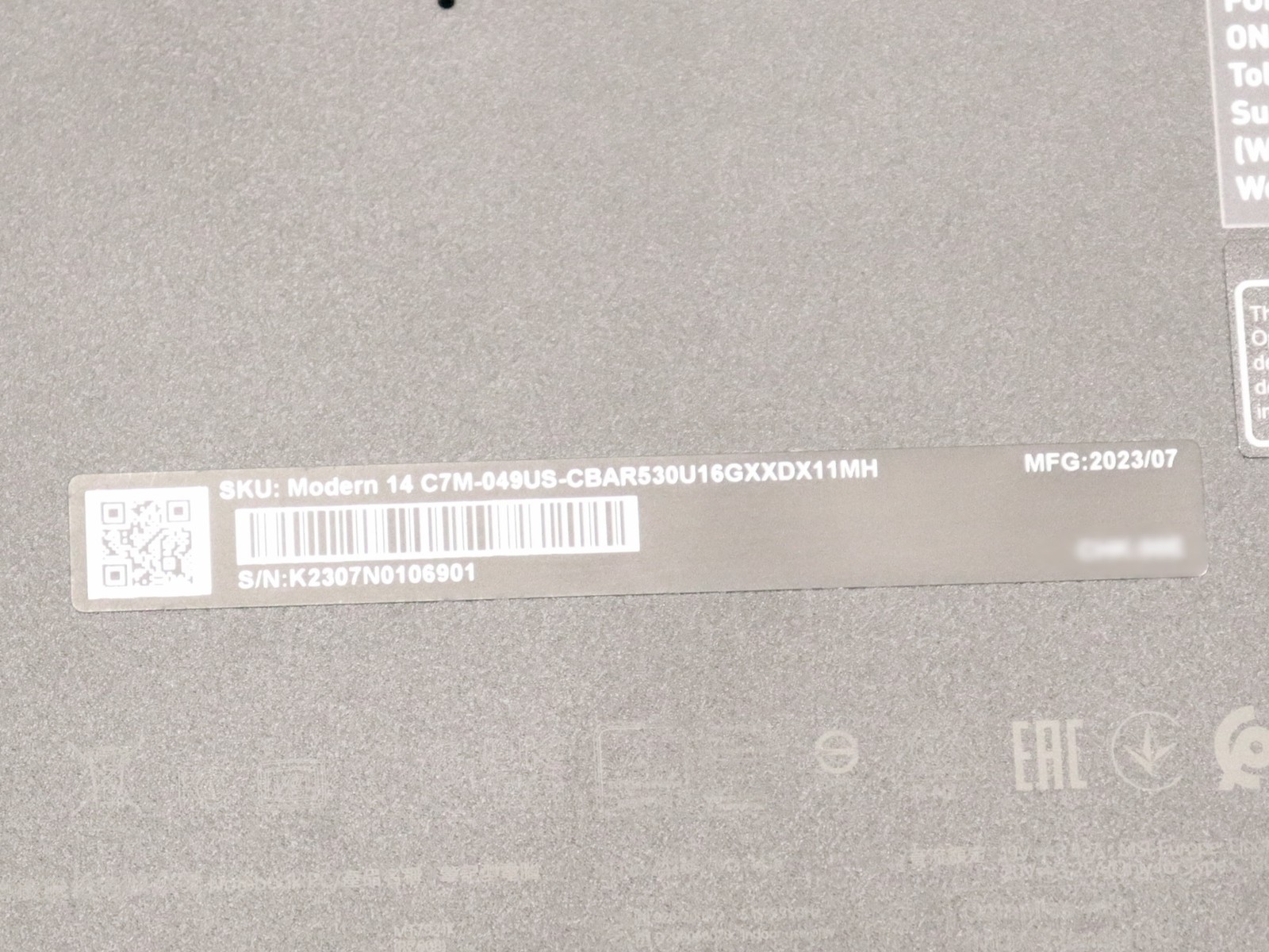 MSI Modern 14 C7M-049US AMD Ryzen 5 7530U 16GB Onboard RAM – Bad Board & Screen
