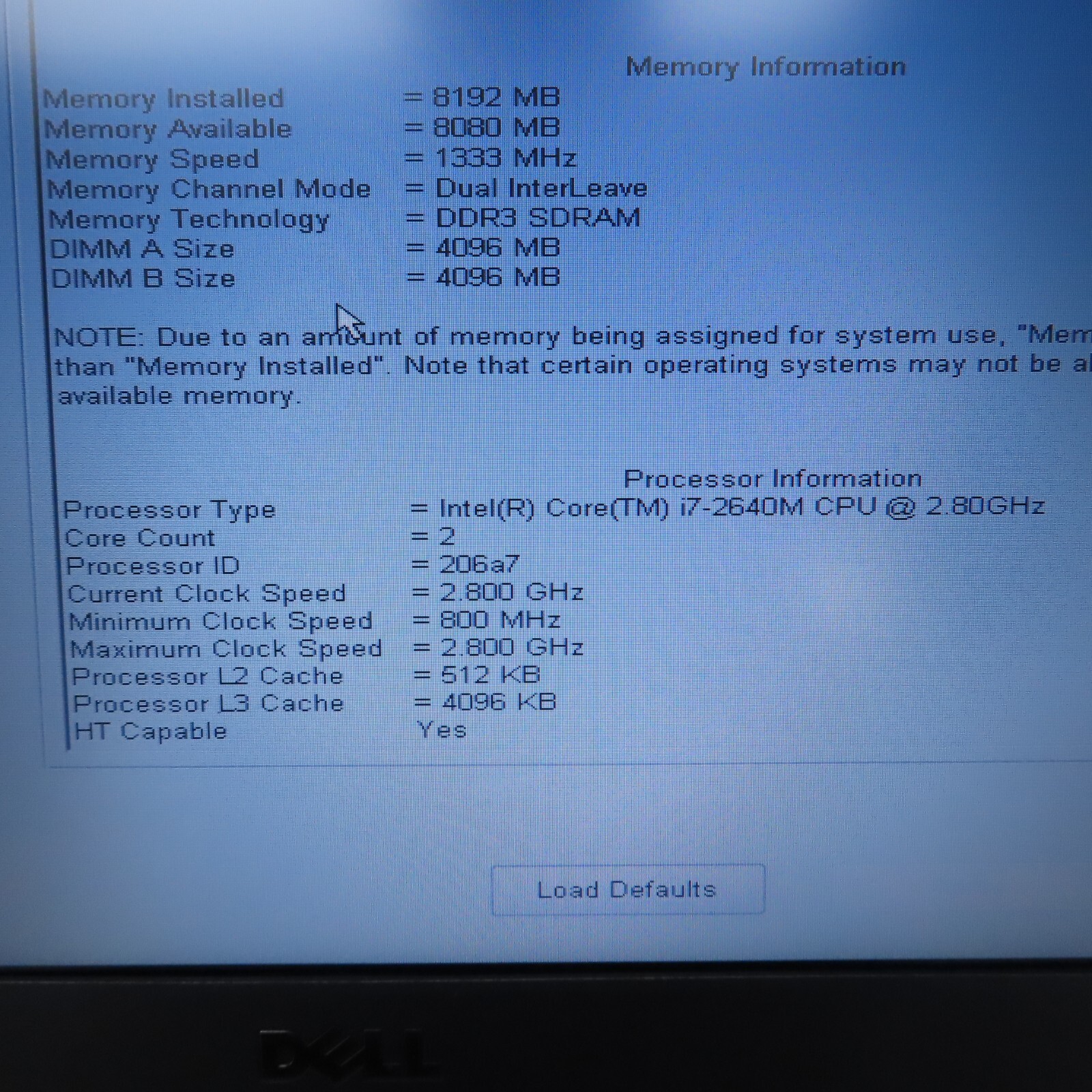 Dell Latitude Laptop Intel Core i7 2.40GHz 2 Cores 8GB DDR3 SDRAM