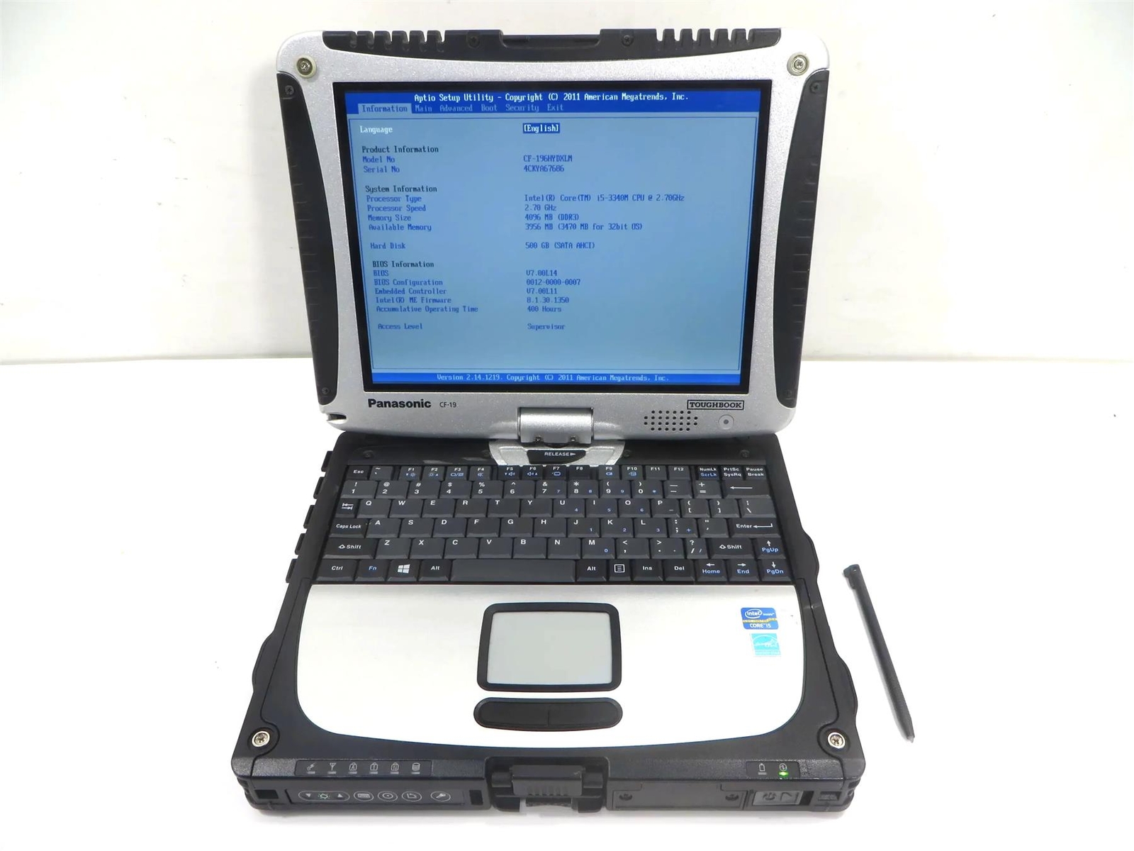 MK7 Panasonic CF-19 Core i5-3340M 2.7GHz 4GB DDR3 500GB HD – No Windows
