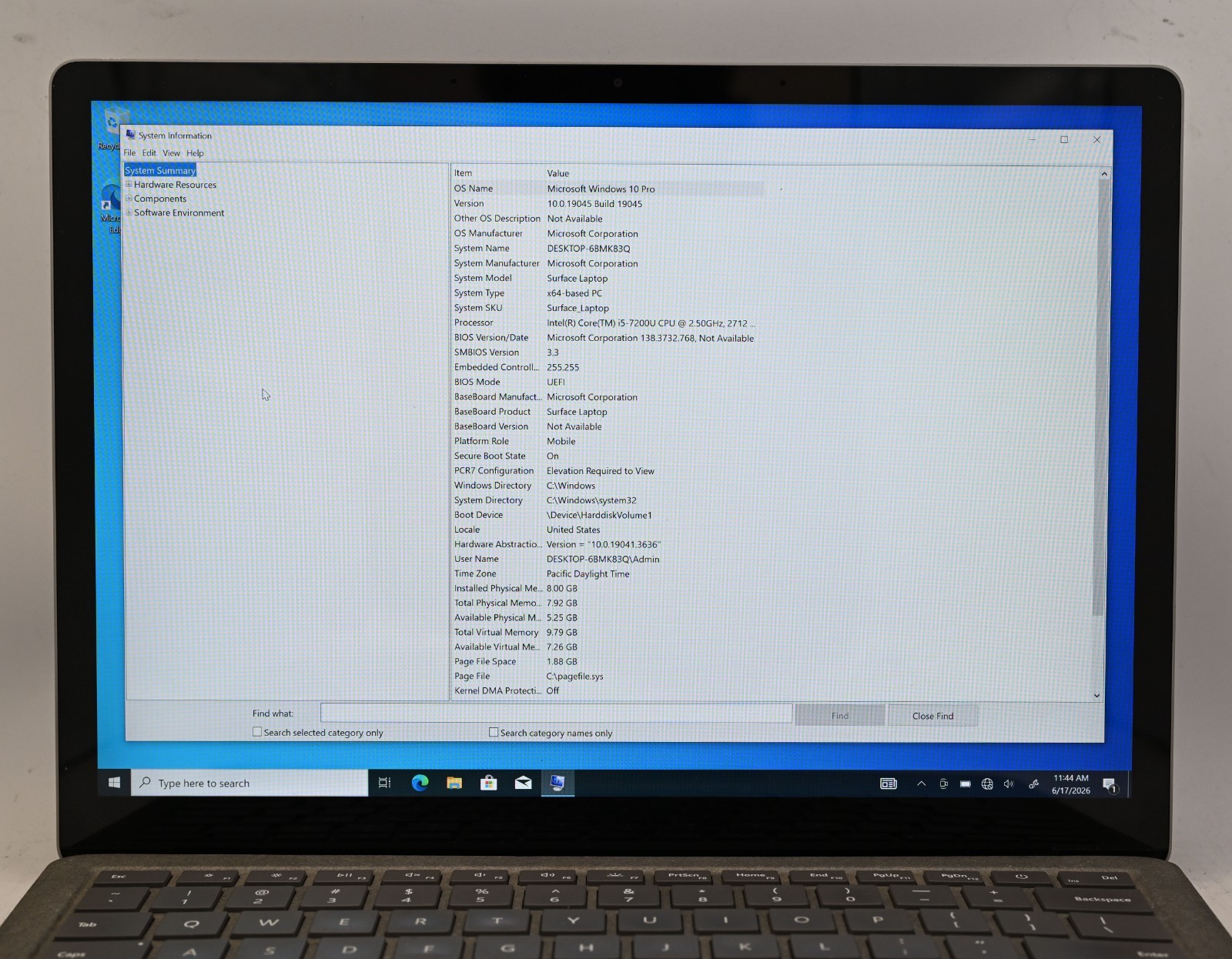 Microsoft Surface Laptop 1769 i5-7200u 2.5GHz 8GB RAM 256GB SSD