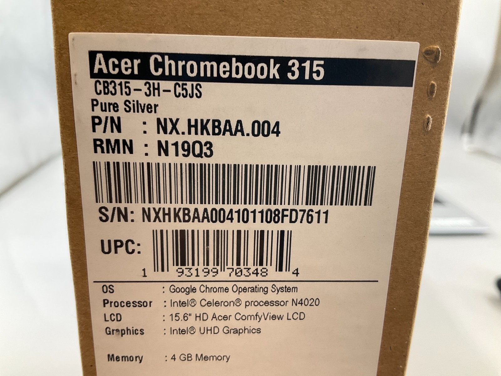 ACER CHROMEBOOK 315 CB315-3H N4020 4GB 32GB 15.6 WORKS ON AC ONLY ✅ 🇺🇸