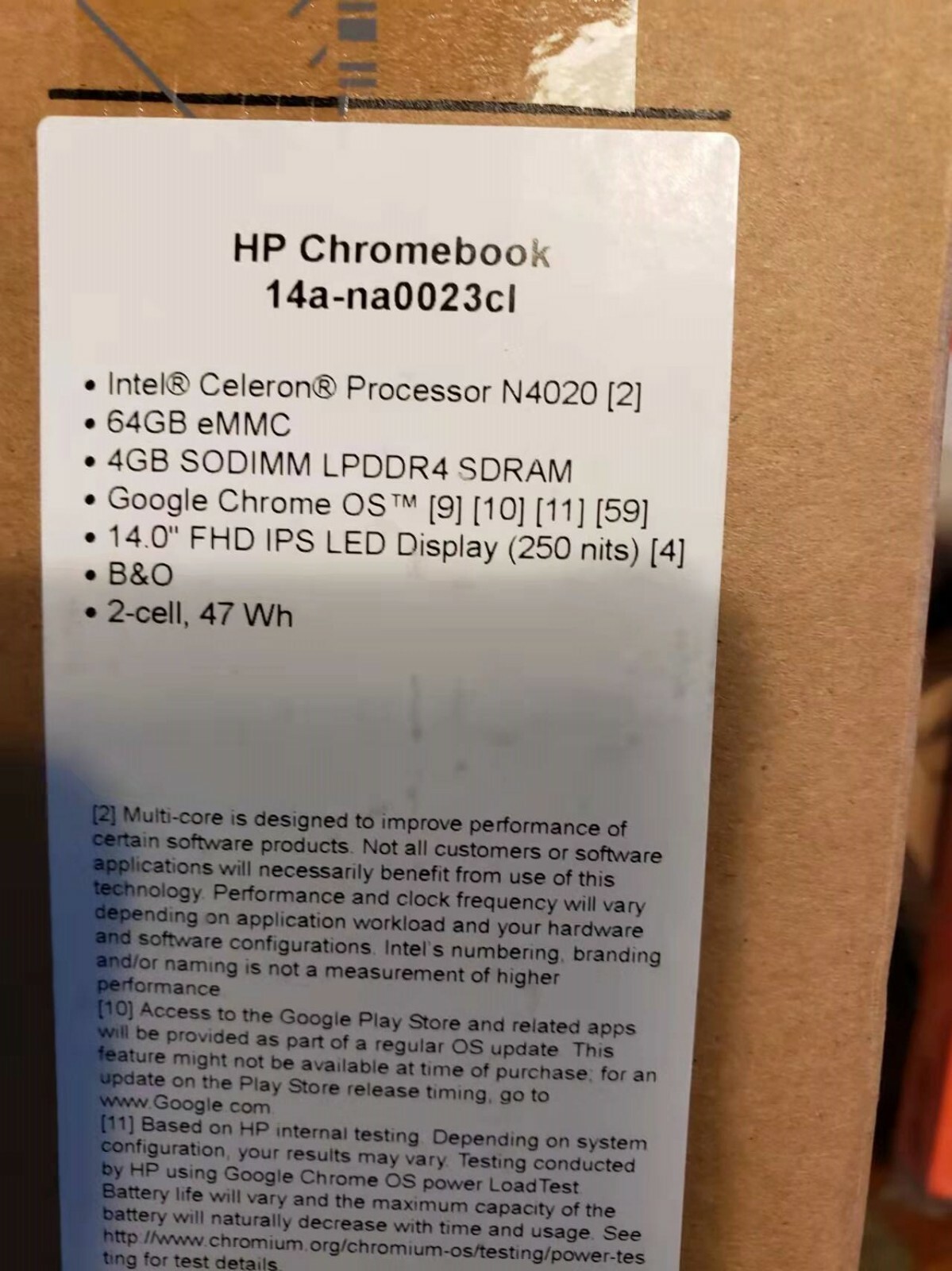 New HP Chromebook 14a-na0023cl, Intel N4020/4GB/64GB 14″ FHD + mouse & sleeve