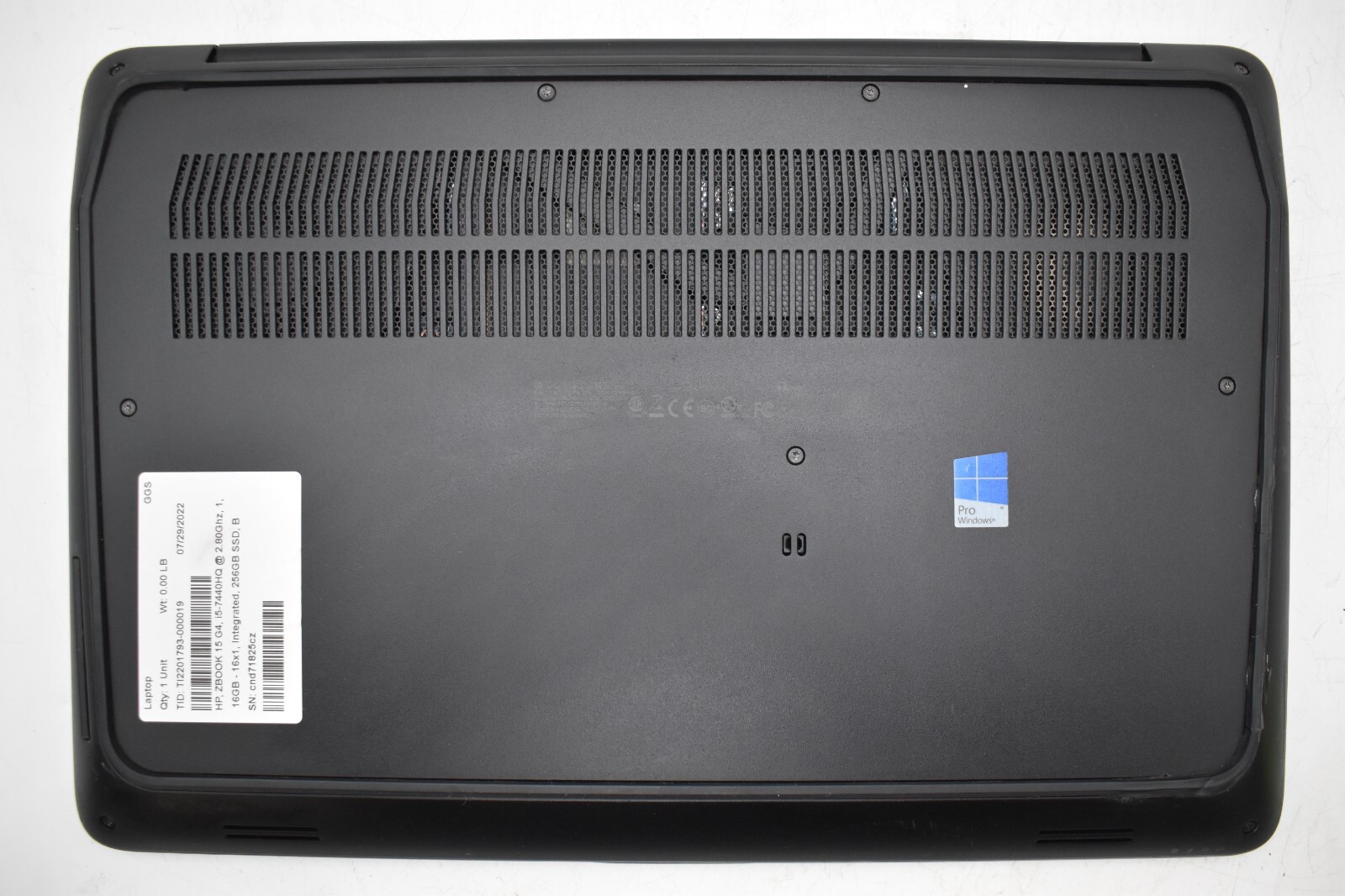 NEW BATTERY & RAM HP ZBOOK 15 G4 Laptop i5-7440HQ @ 2.80Ghz 16GB 256GB SSD *READ