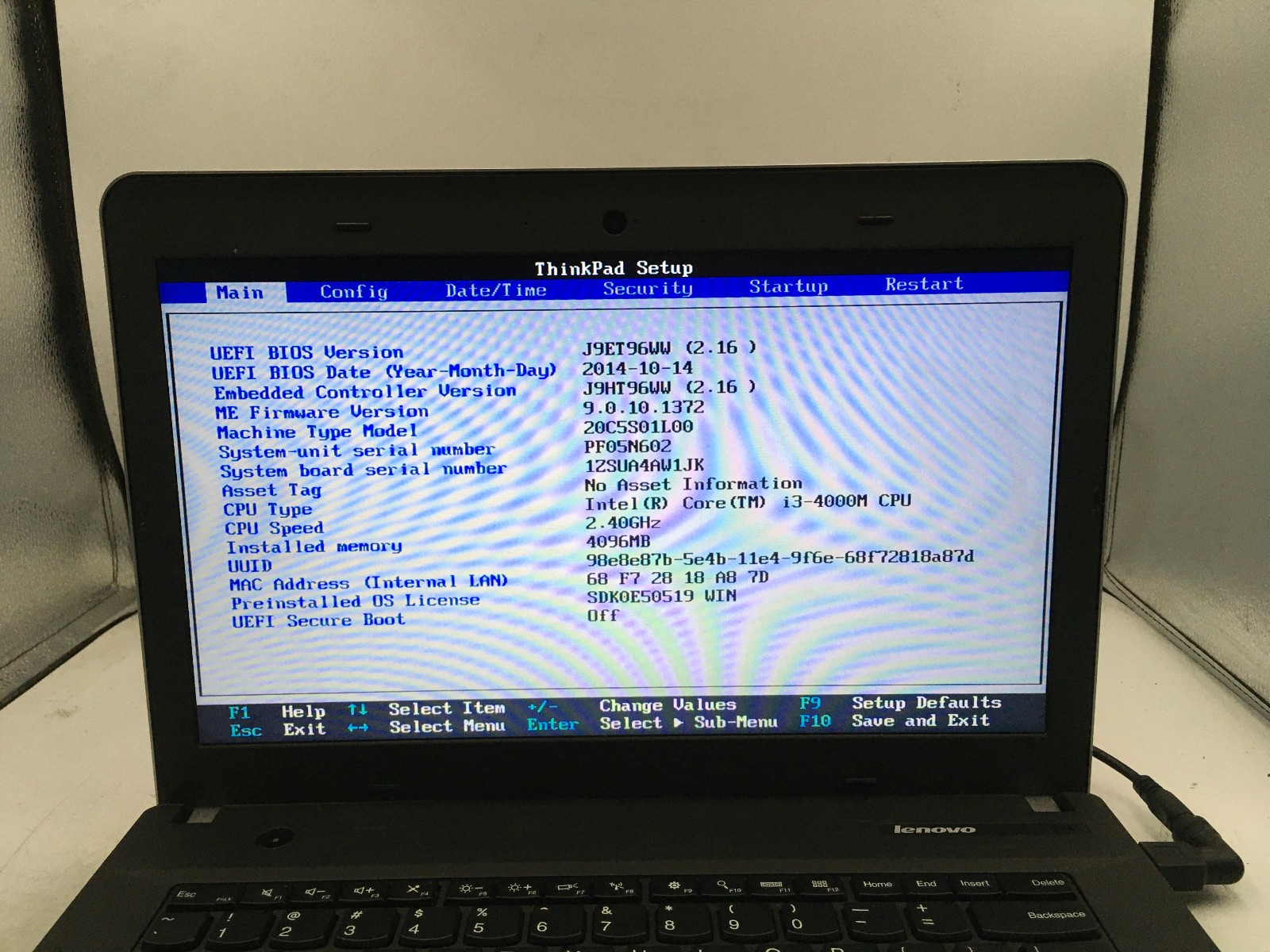 LENOVO THINKPAD E440 – BOOTS TO BIOS/LOCKED – INTEL I3 4000M – 4GB RAM – READ-BB