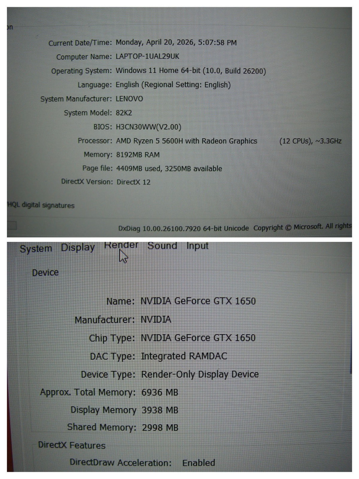 Lenovo IdeaPad Gaming 3-15ACH6 15.6″FHD 120Hz Ryzen 5 3.3GHz 8GB 512GB GTX 1650