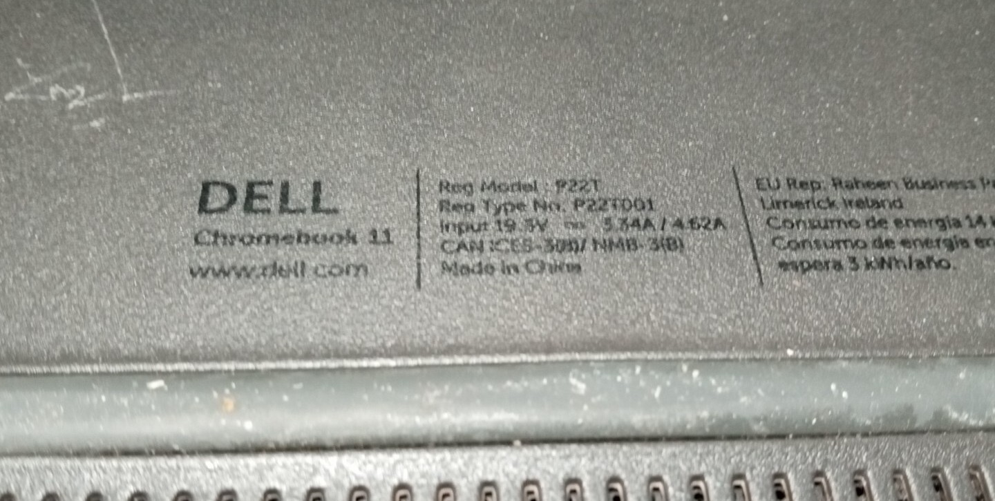 Dell Chromebook 11 P22T With Power Supply (Tested) 16GB
