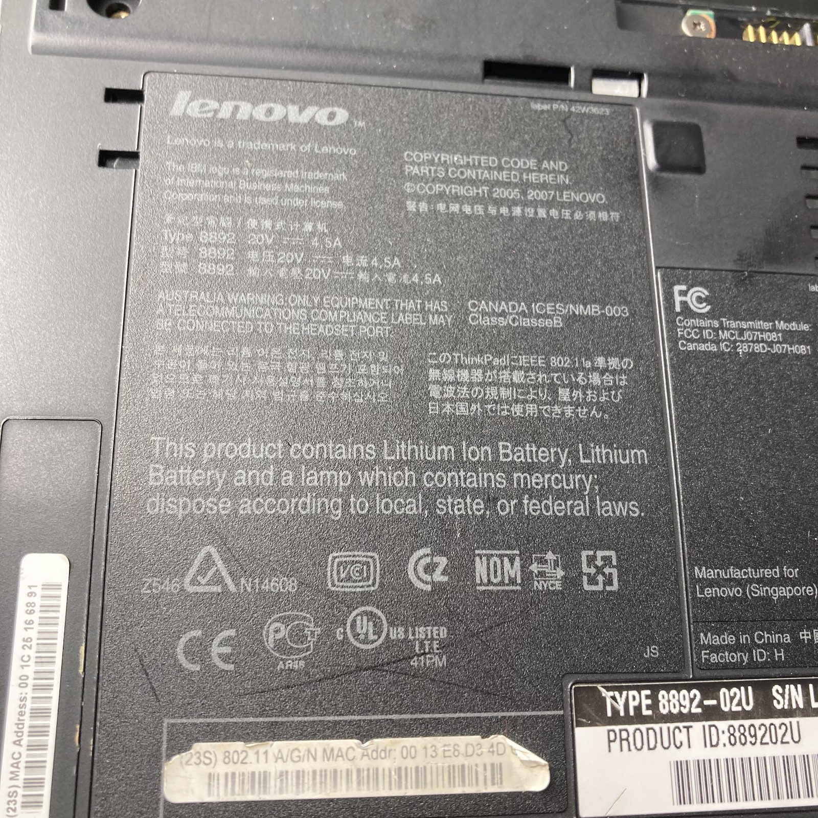 Lenovo ThinkPad T61 14″ Laptop Core 2 Duo T7500 2.20GHz 4GB RAM 120GB SSD WinXP