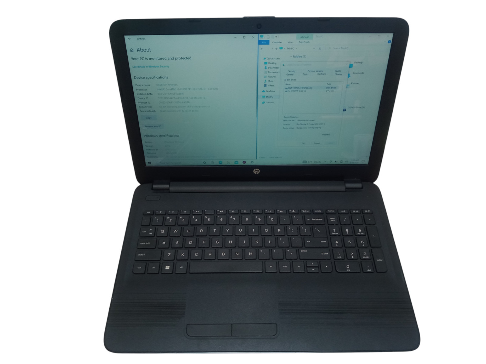 HP 15-ay009dx Touch i3-6100u 2.3GHz 1TB HDD 16GB Windows 10 Reset Working