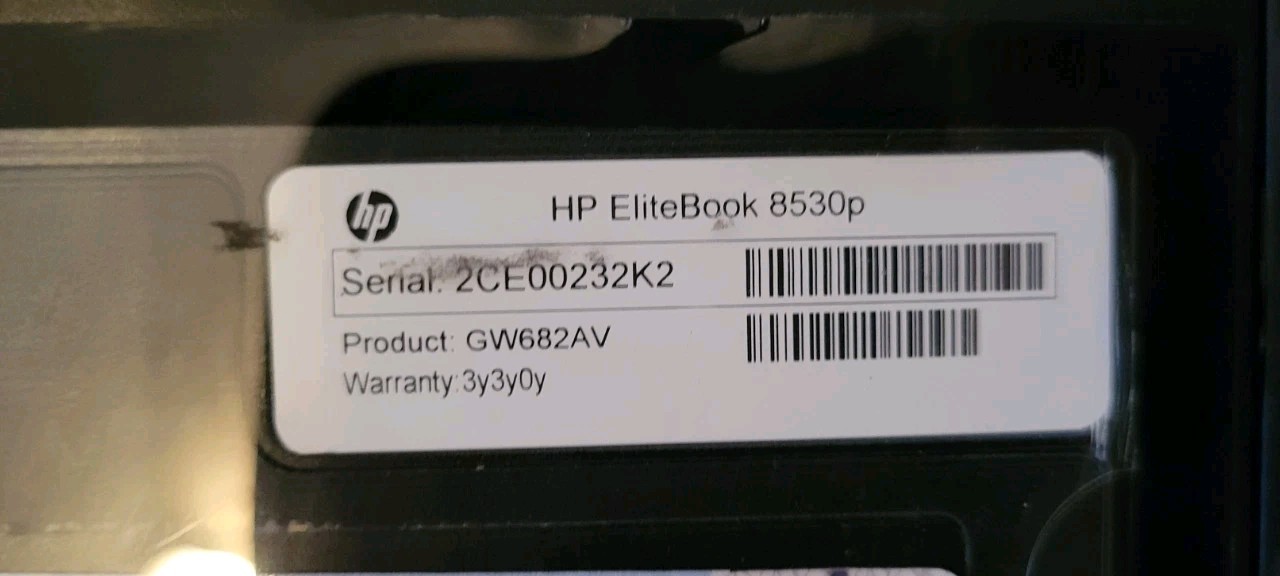 HP EliteBook 8530P 15″ Intel Core2Duo 4GB RAM 160GB HDD Windows XP