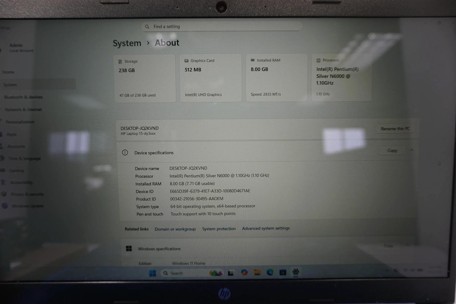 HP 15-dy3003ds 15.4″ FHD Touch Intel Pentium Silver N6000 1.1GHz 8GB 256GB