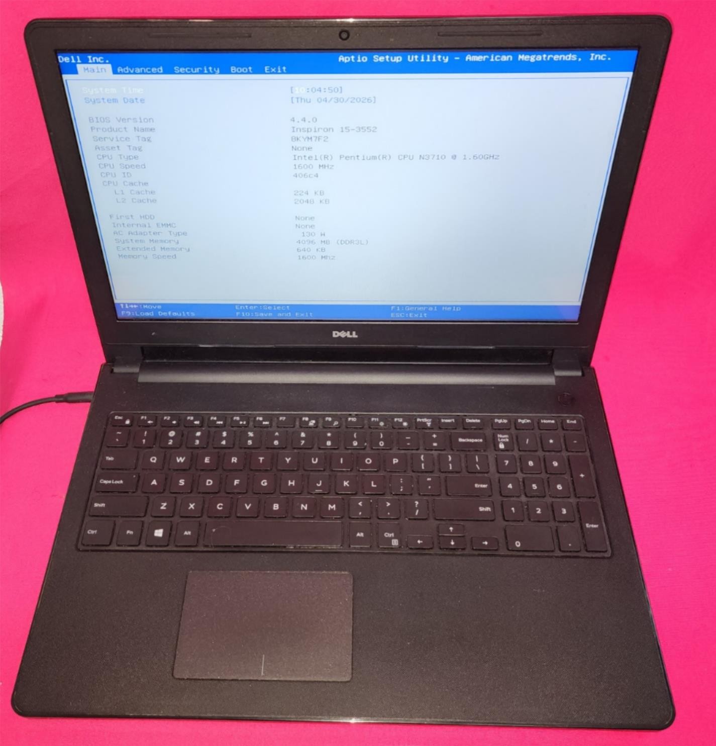Dell Inspiron 15-3552 i5-2410M CPU – No Adapt, OS, DVD OR Battery – PARTS 208052