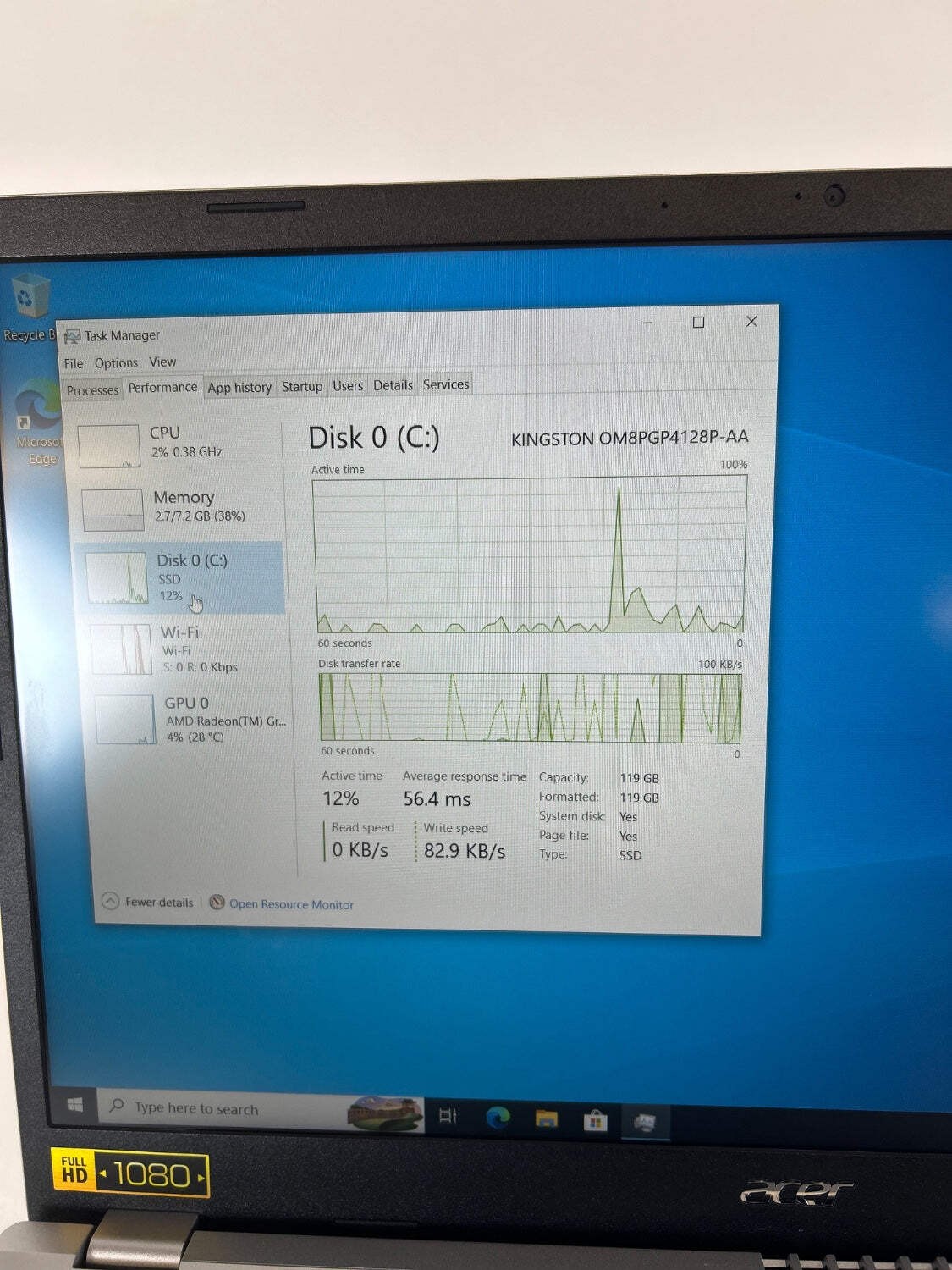 Acer Aspire 3 A315-24P-R7VH 15.6″ Ryzen 3 7320U 2.4GHz 8GB RAM 128GB SSD