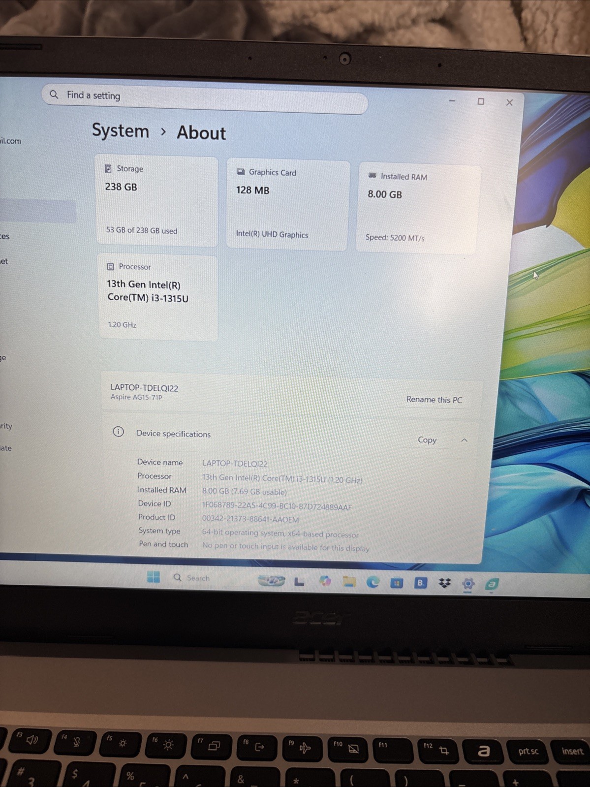 Acer Aspire AG15-71p never used. No box. Retailed for 600.