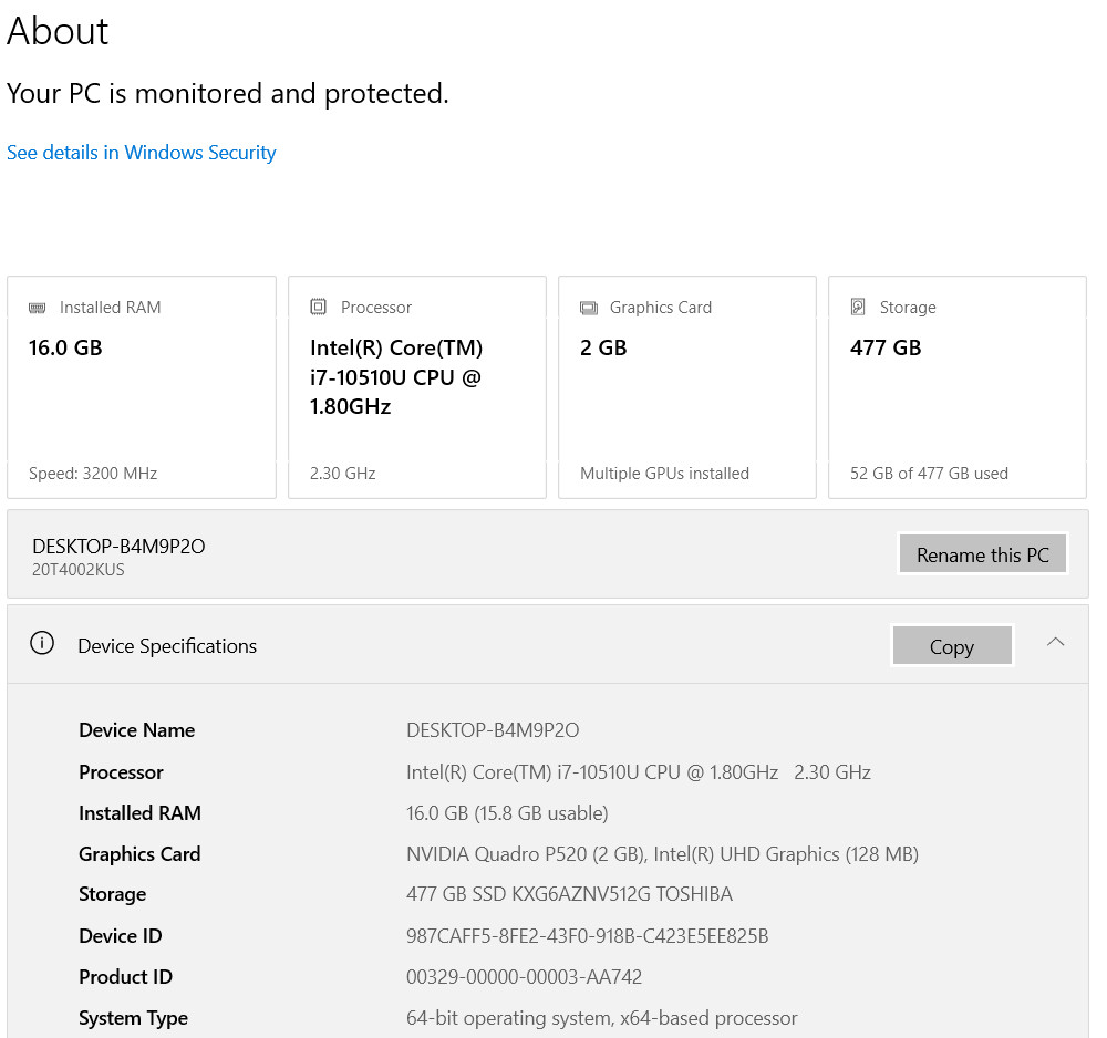 Lenovo ThinkPad P15s 15.6″ i7 16GB 512GB SSD Nvidia Quadro GPU Windows 11 Pro