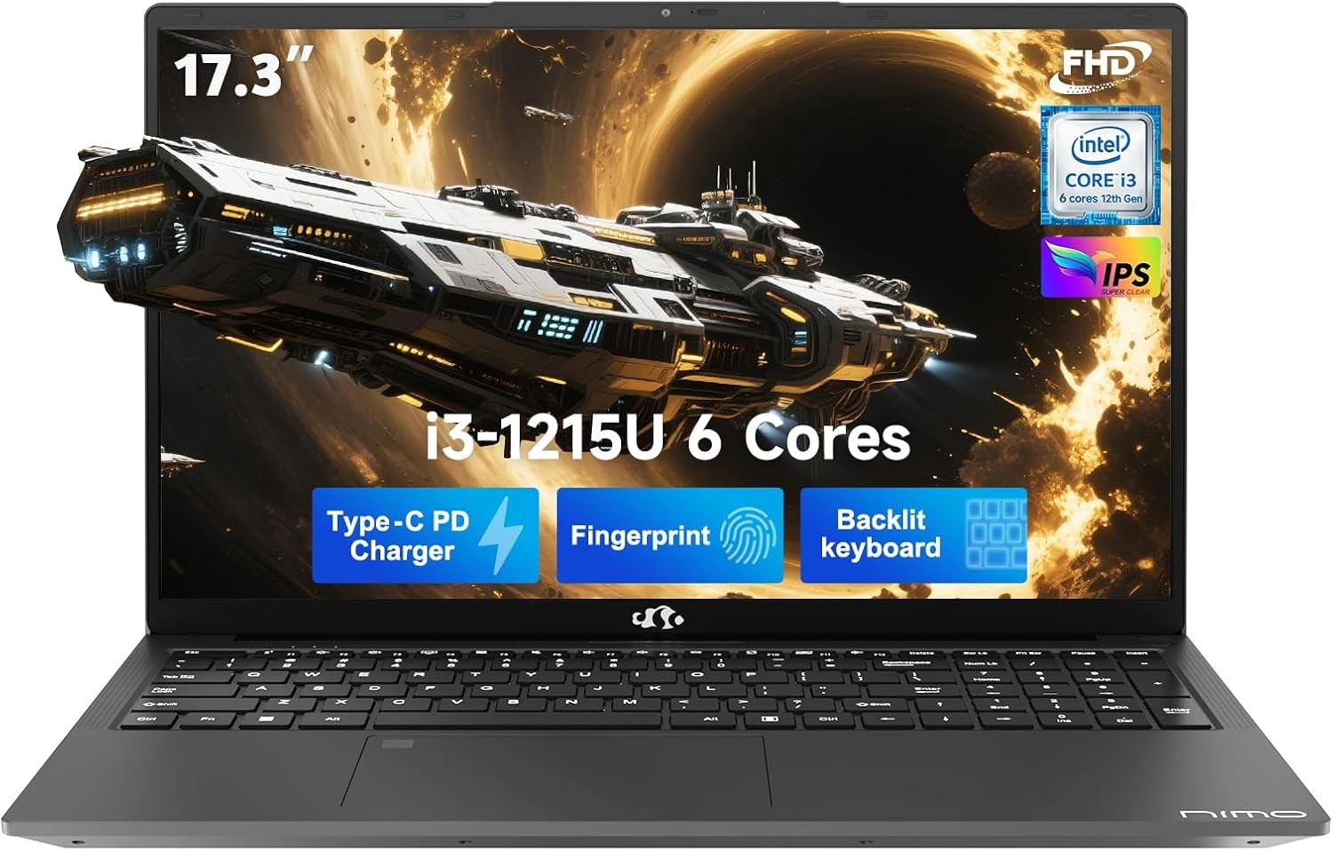 NIMO 17.3 IPS FHD Laptop Computer Intel 6 Core i3-1215U 8GB RAM 256GB SSD