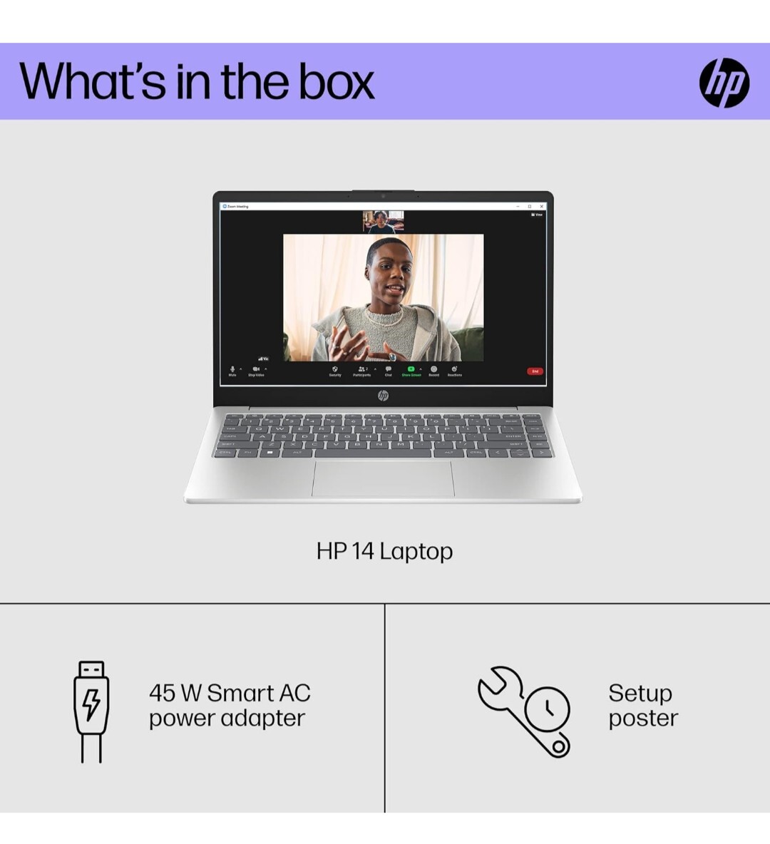 HP 14 inch Laptop, HD Display, AMD Athlon Gold 7220U, 4 GB RAM, 128 GB SSD, AMD