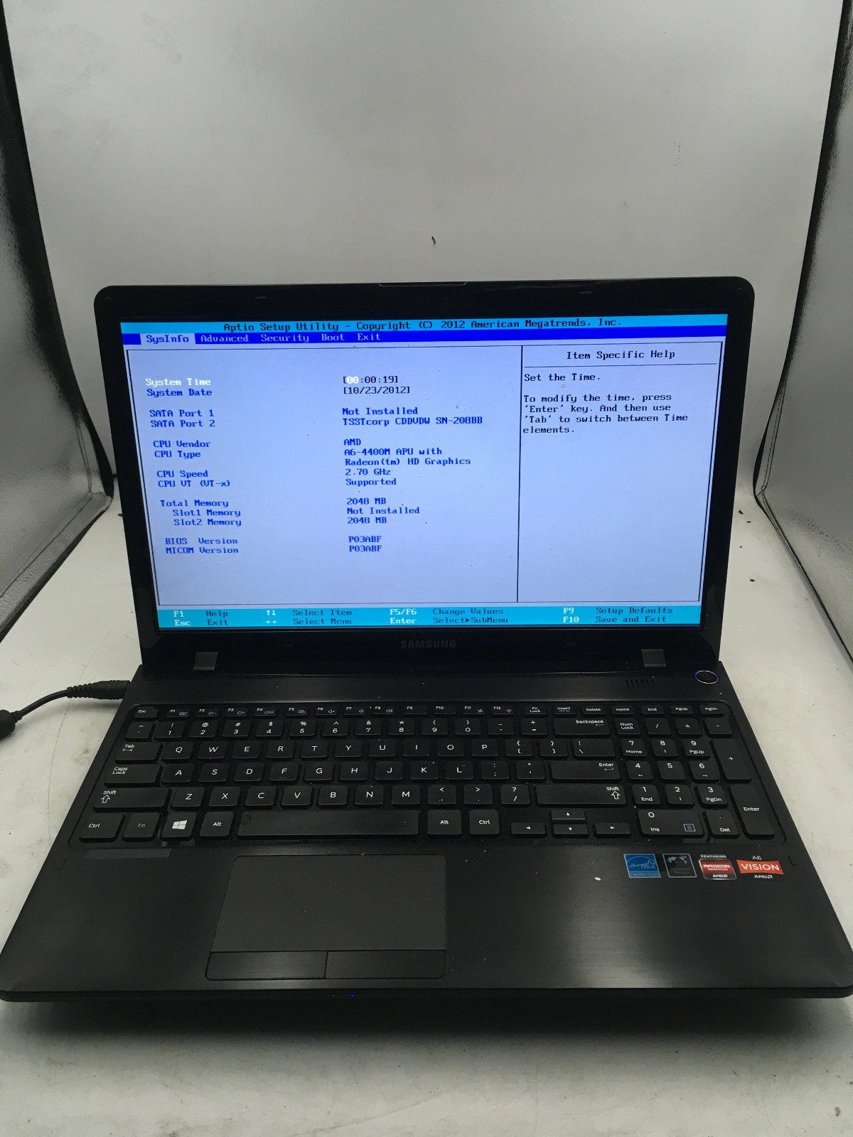 SAMSUNG NP365E5C – BOOTS TO BIOS – AMD A6 4400M – 2GB RAM – 15″ – NO OS -READ-BB