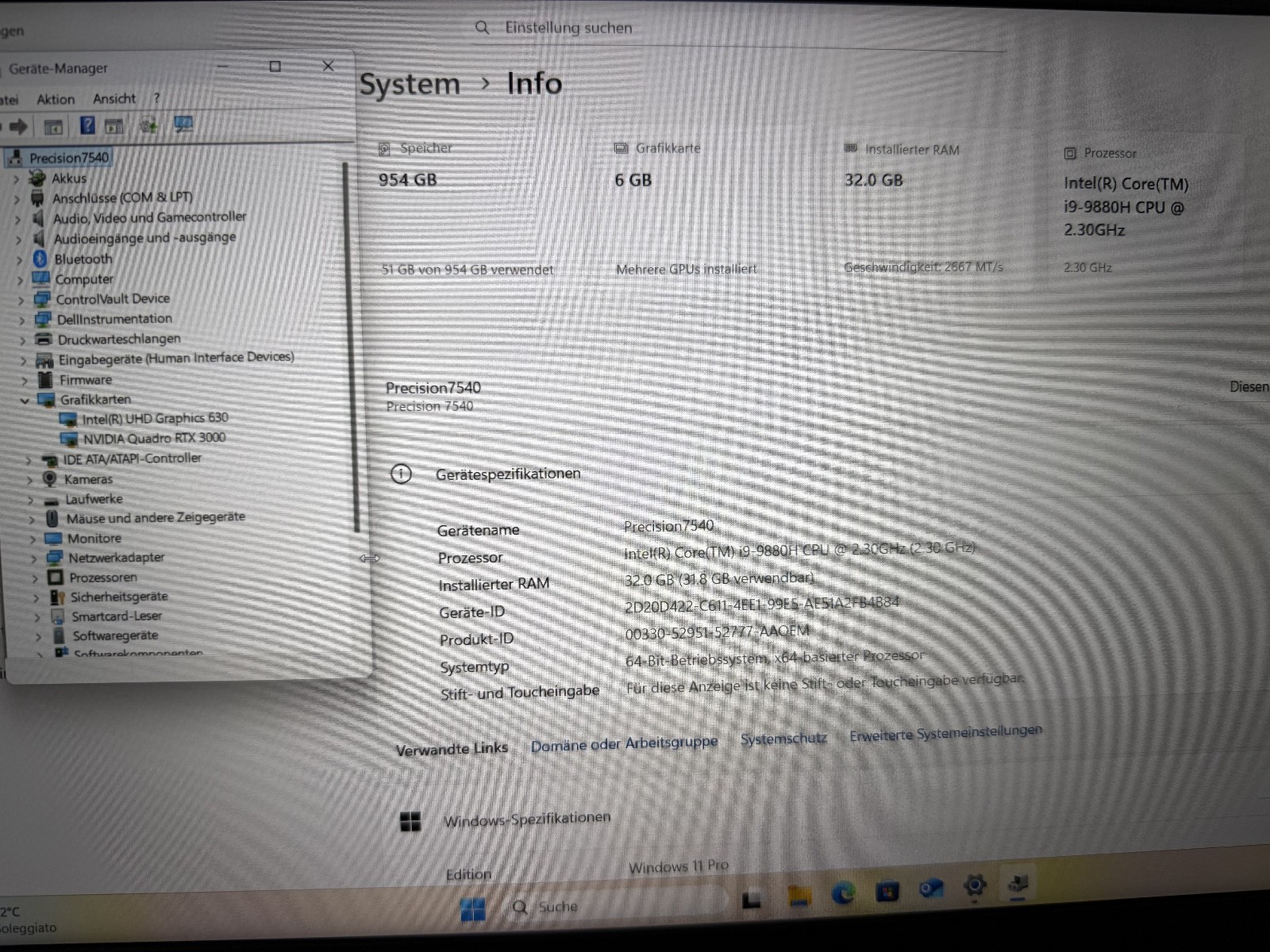 Dell Precision 7540 i9-9880H RTX 3000 64GB 1TB SSD Mobile Workstation Win11