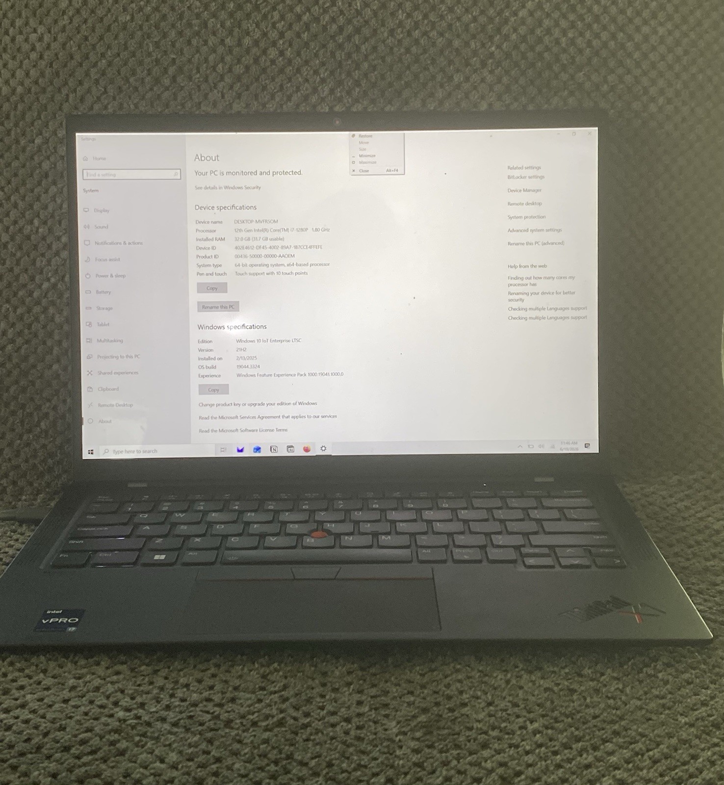 Lenovo ThinkPad X1 Carbon Gen 10 14 FHD TOUCH i7-1280P 32GB 1TB SSD 4G LTE*READ*
