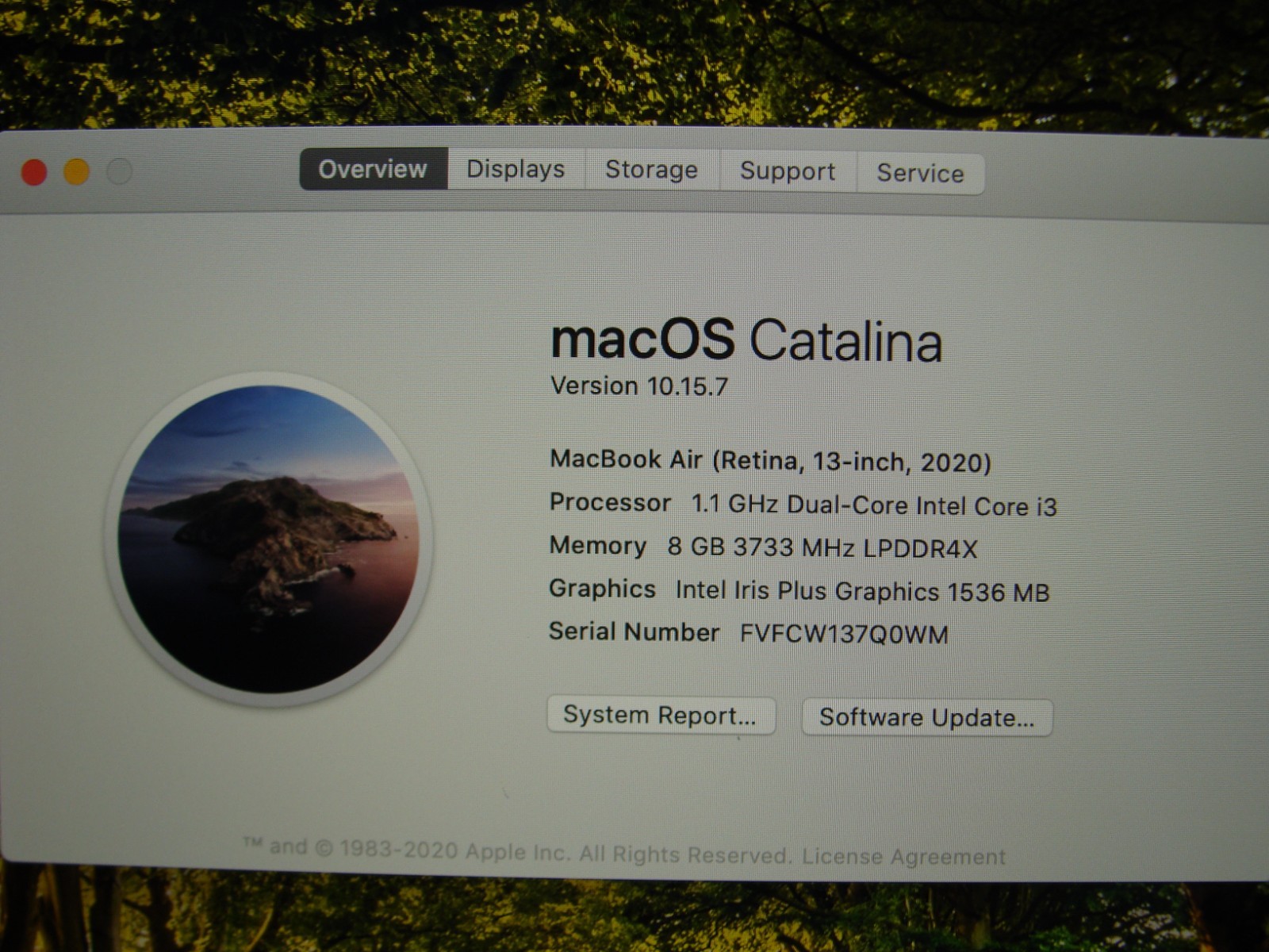 Apple MacBook Air 13″ A2179 2020 i3-1000NG4 1.1GHz 8GB 128GB OS Catalina MWTJ2LL