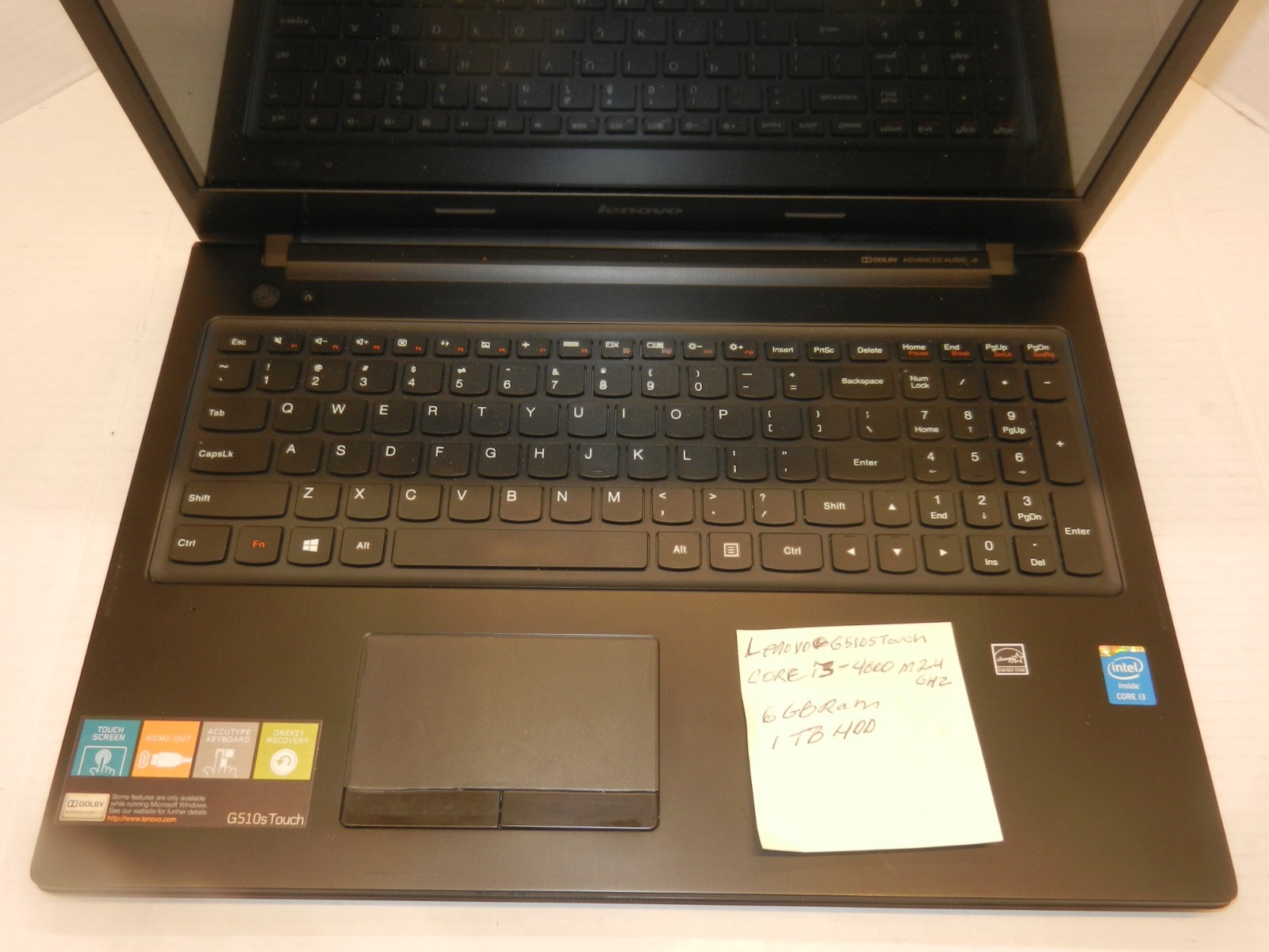 LENOVO G510S TOUCH CORE i3-4000M@2.4GHz 6GB RAM 1TB HDD WINDOWS 10