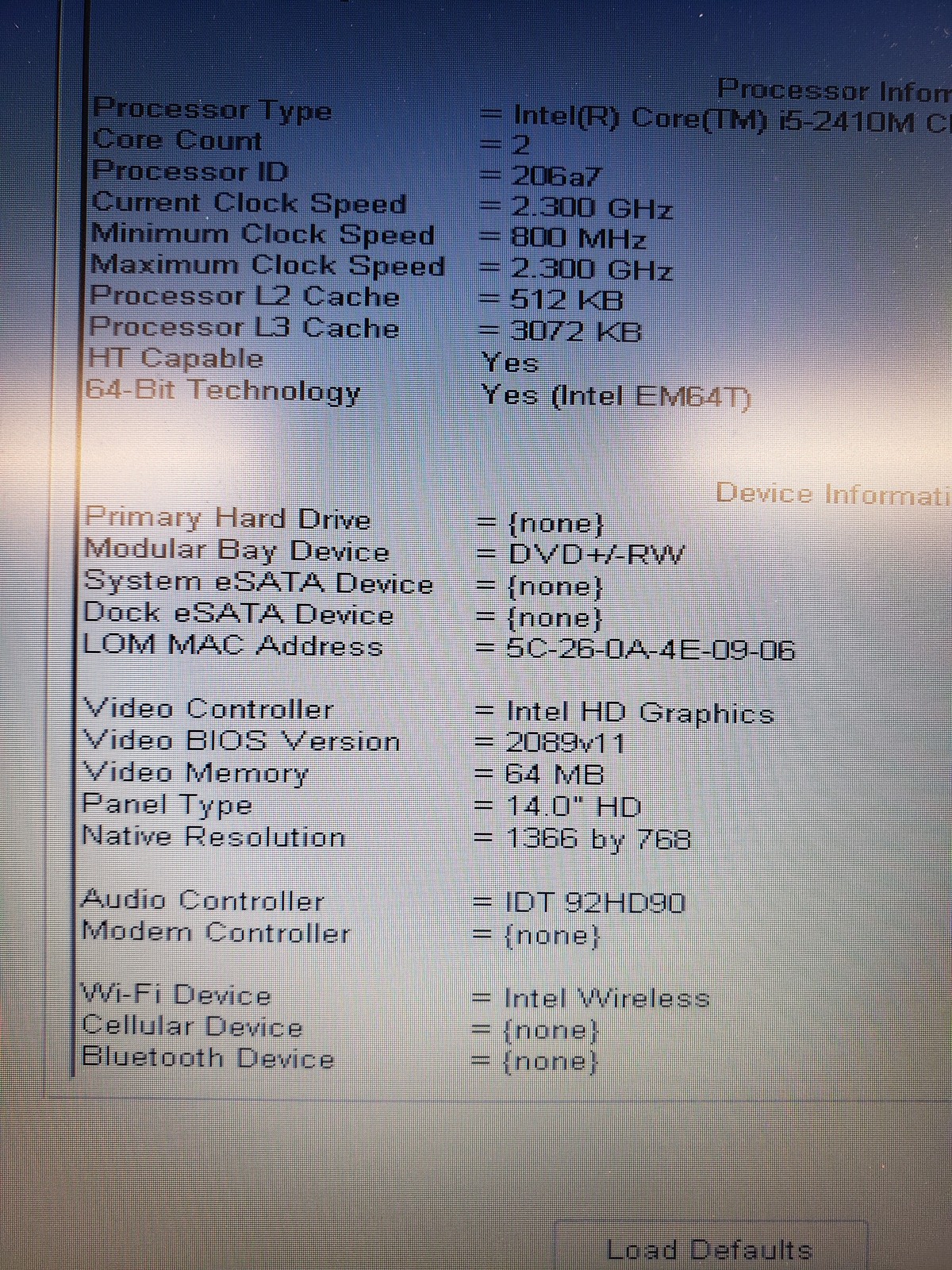 Dell Latitude E6420 i5-2410M 4GB No Drive 14″ Laptop