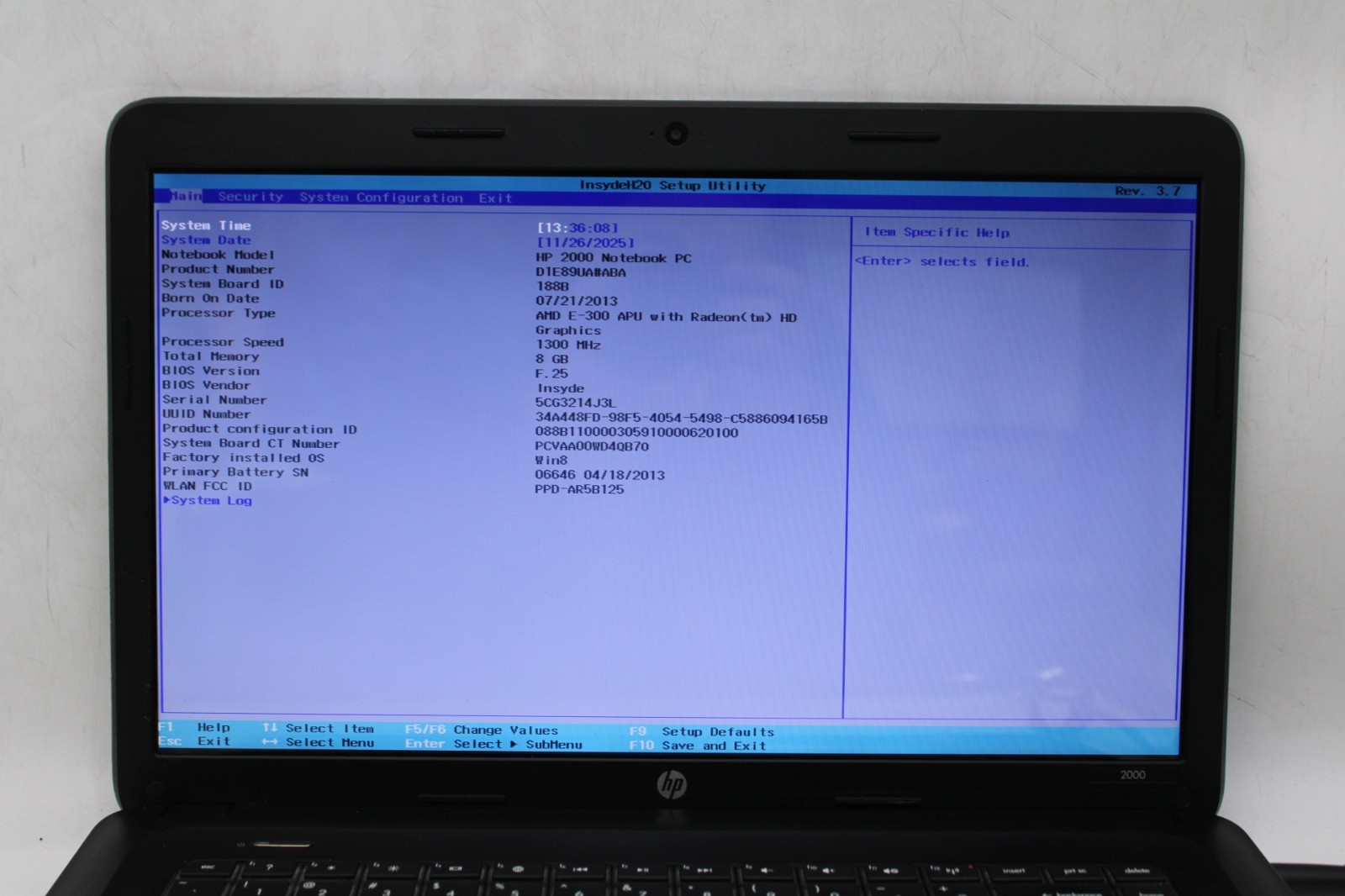 HP 2000 15.6″ AMD E-300 8GB RAM 240 GB SSD NO OS *PARTS/REPAIR*