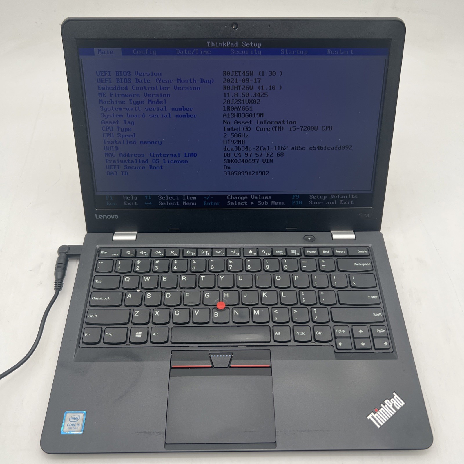 Lenovo ThinkPad 13 2nd Gen Intel i5 7200U 2.5GHz 8GB RAM 256GB SSD No OS