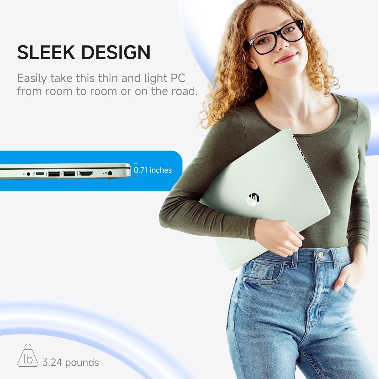 HP 14″ Laptop, Intel Processor N150, 4GB RAM 128GB SSD+128GB MSD, Green , Win11P