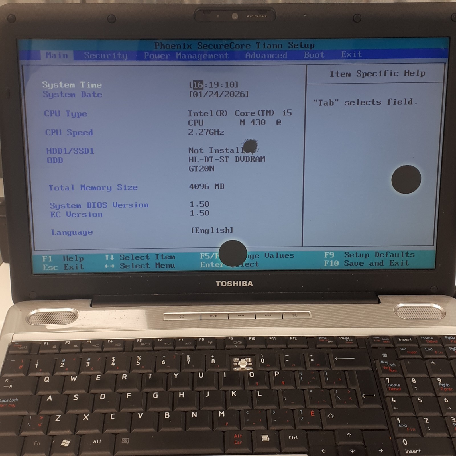 Toshiba Satellite Pro L500 15.6″ Laptop i5 M430 4GB RAM DVD NO HDD/OS For Parts