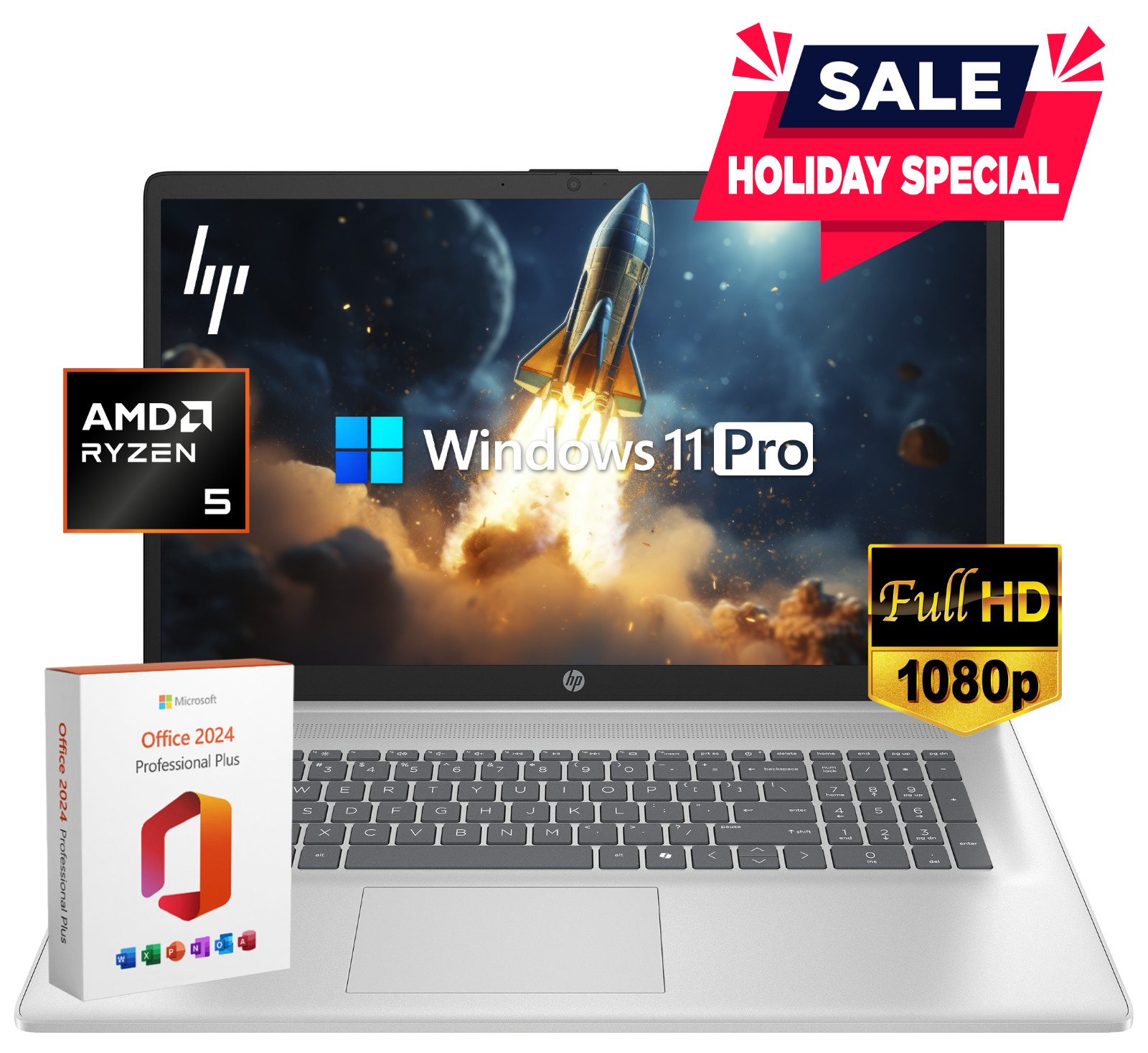2026 HP Pavilion Laptop 17.3″ FHD, AMD Ryzen 5, 8GB RAM & 512GB SSD Win 11 Pro