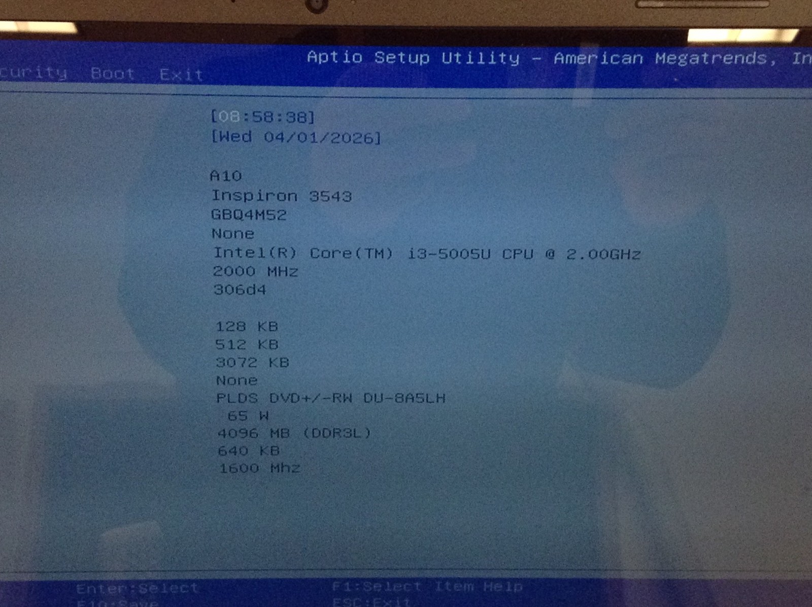 Dell Inspiron 15-3543 i3-5005U 2.0GHz Laptop 15.6″ w/4GB, DVD+RW, READ
