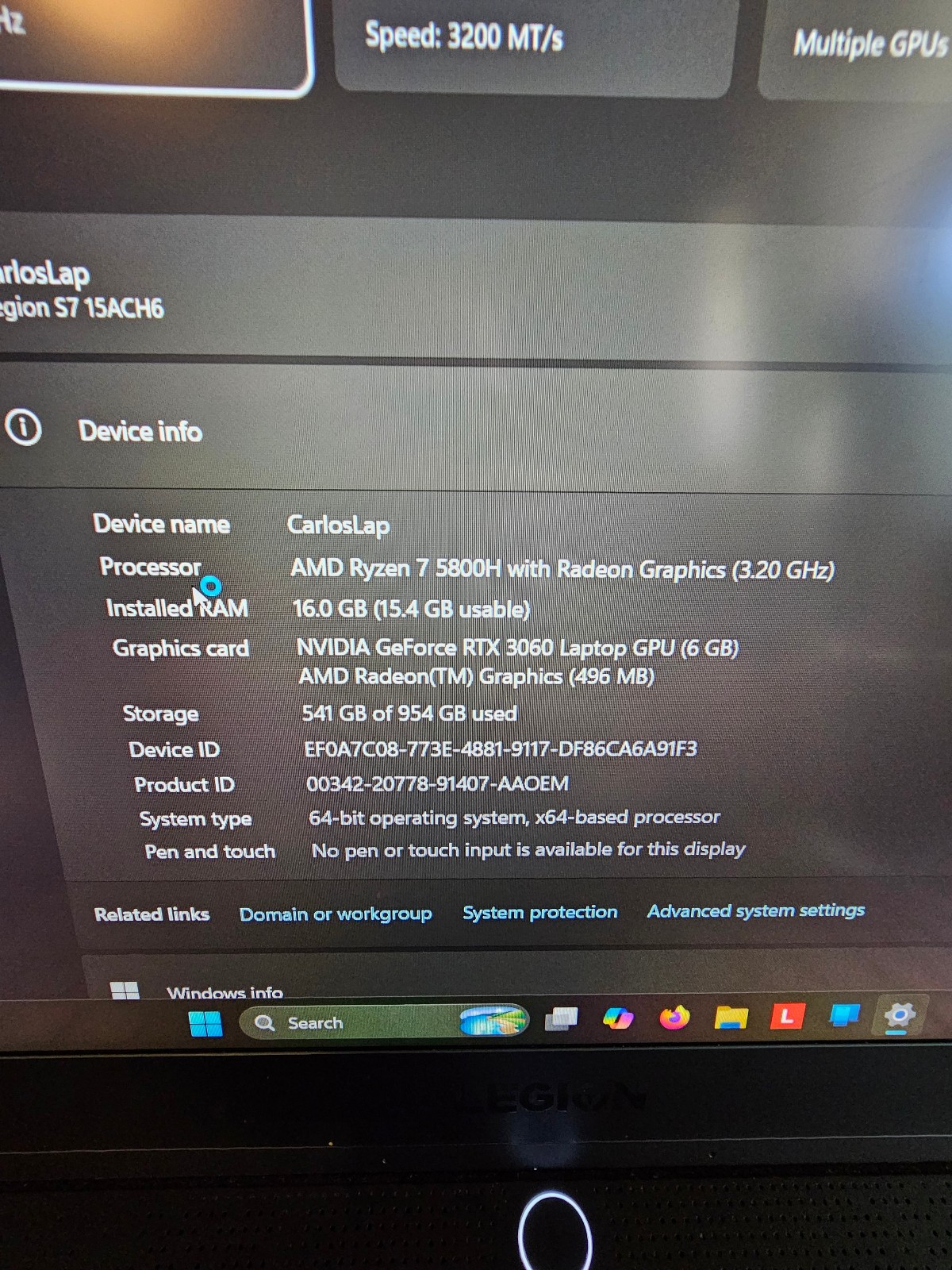 Lenovo Legion Slim 7 Gen 6 15.6” (1TB SSD AMD Ryzen 7 5800H 3.2GHz 16GB RAM)…