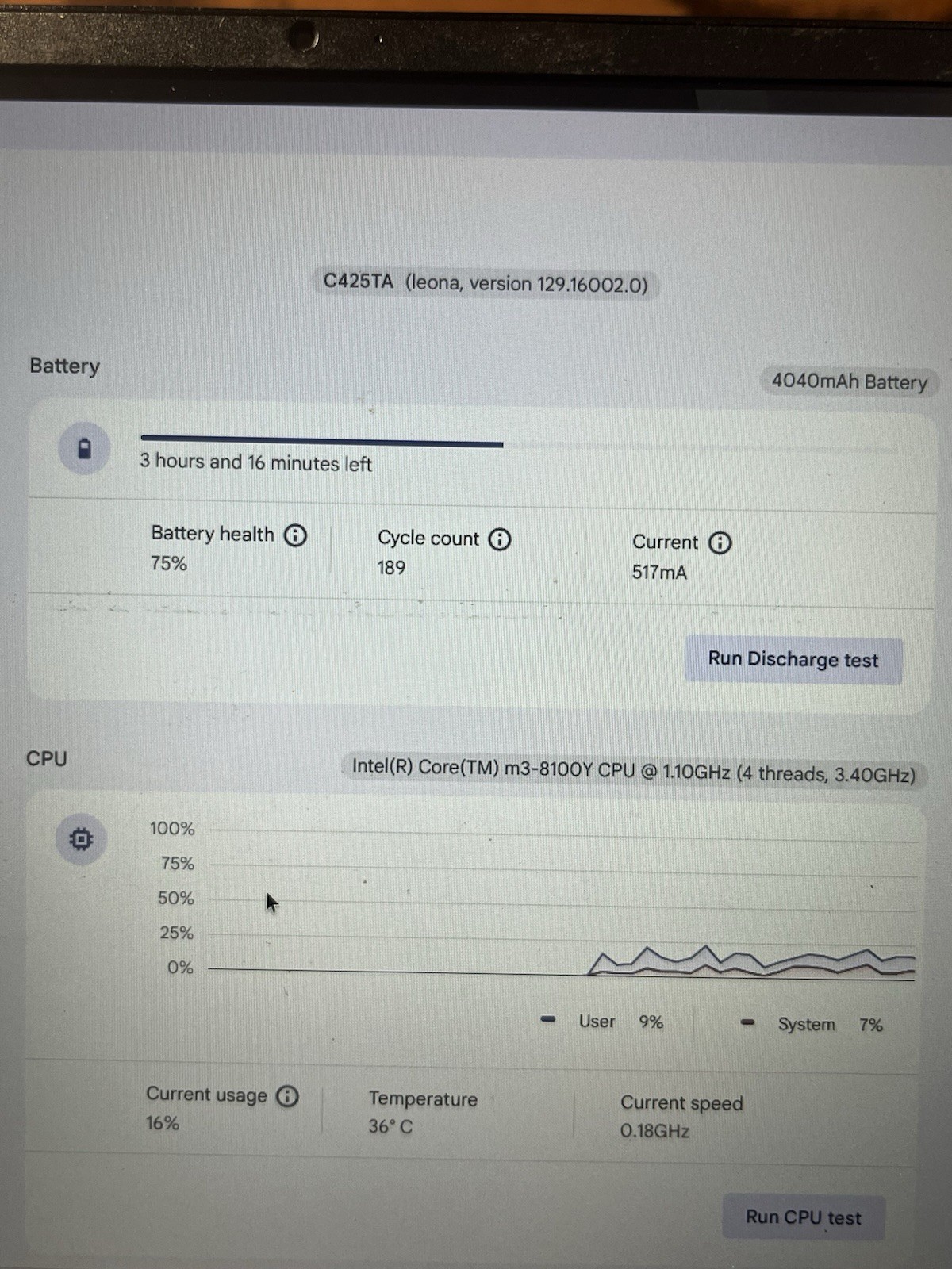 Asus C425TA 2GB HD 4GB SSD INTEL CORE M3 Chromebook Screen Issues
