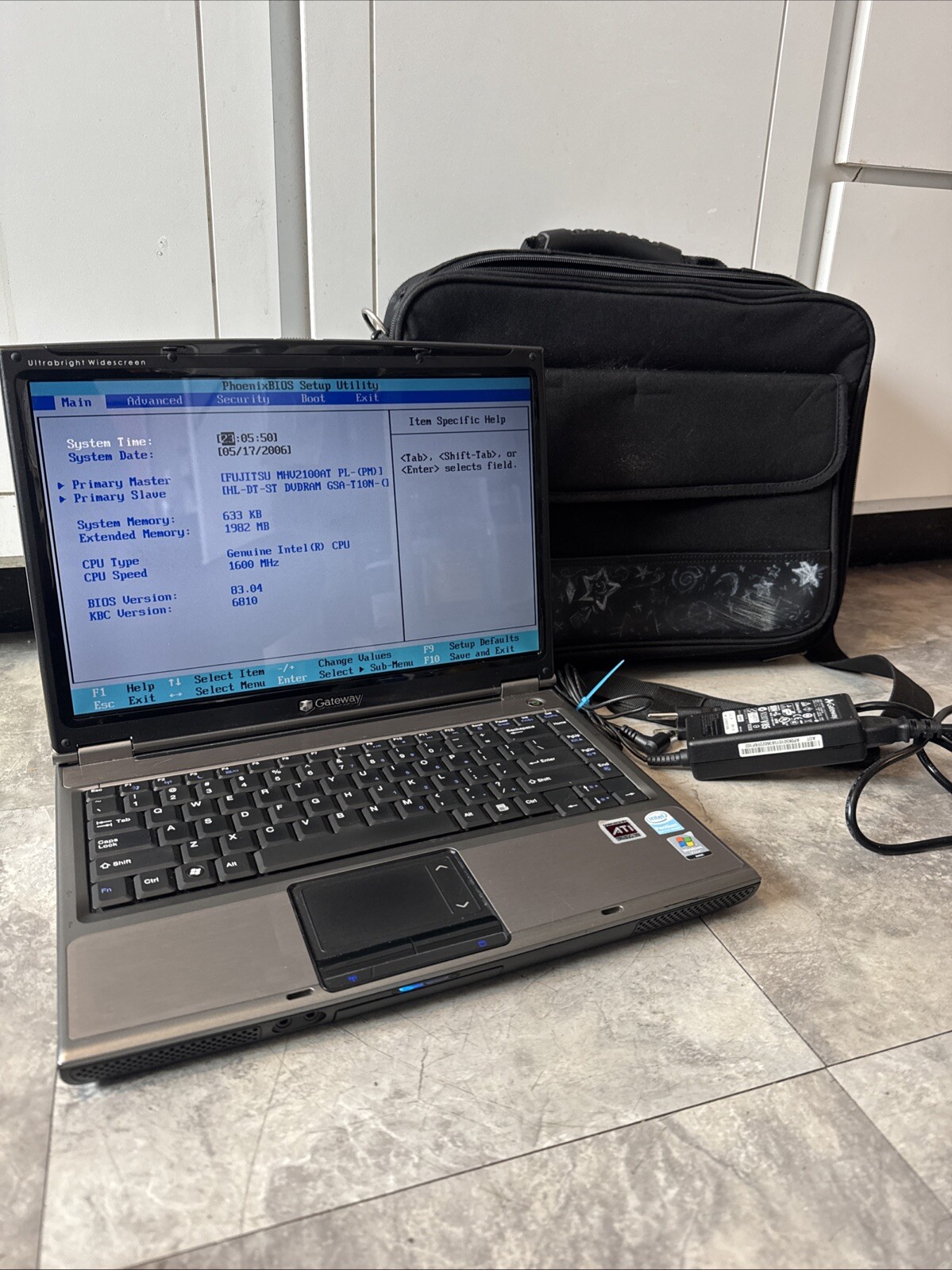 Gateway W340UI 14″ Laptop • Pentium Dual-Core 1.6GHZ 2.0G RAM No Os