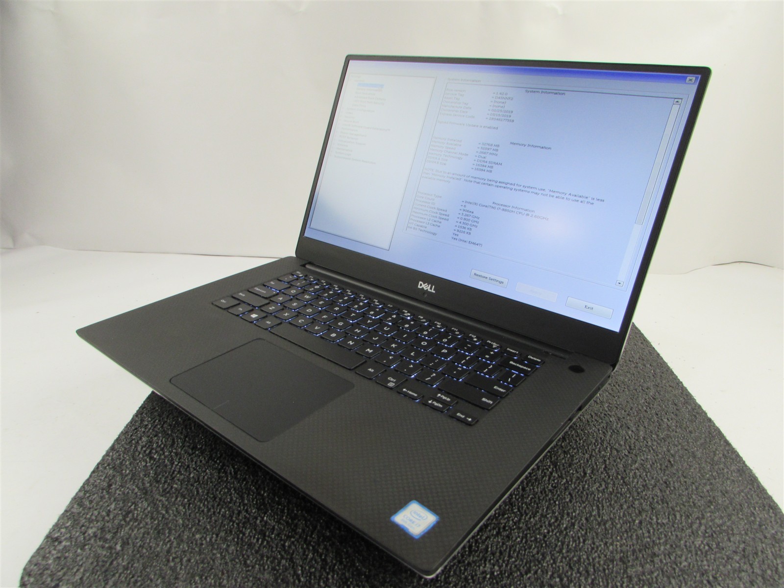 DELL PRECISION 5530 1920X1080 I7-8850H NO SSD 32GB RAM NVIDIA P1000 NO O.S