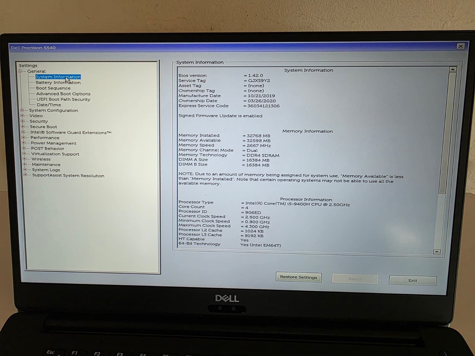 Dell Precision 5540 Intel Core i5 2.50GHz 16GB Ram 250 SSD Laptop {Intel Video}/