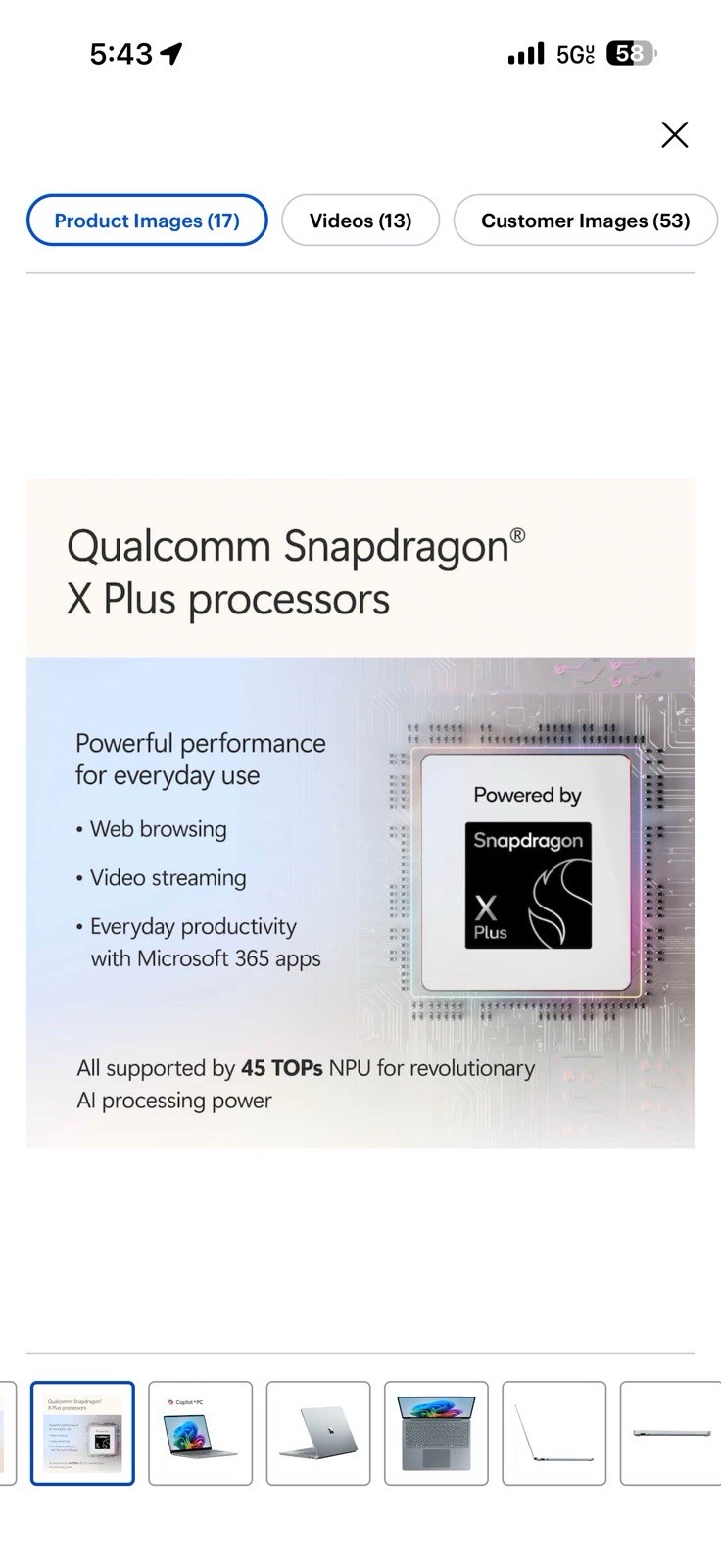 Microsoft Surface Laptop 13″ Snapdragon X Plus 16GB 512GB Touch, Ocean 2025