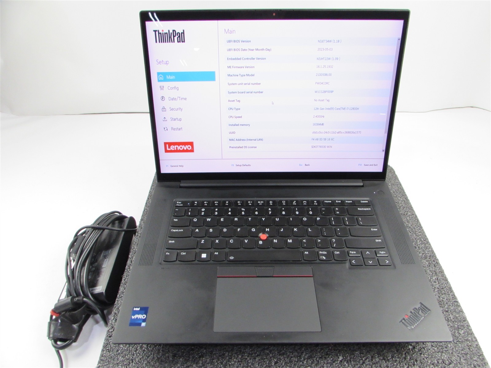 LENOVO THINKPAD P1 (GEN 5) 4K TOUCH I7-12800H 512GB 16GB RAM RTX A1000 WIN 11