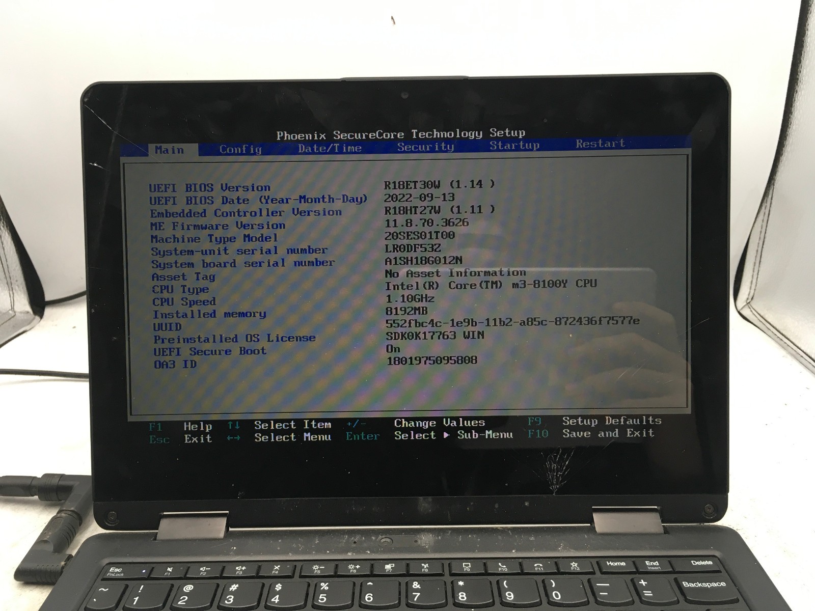 LENOVO THINKPAD 11E YOGA GEN 6 -BOOTS TO BIOS- INTEL M3 8100Y – 8GB RAM -READ-BB