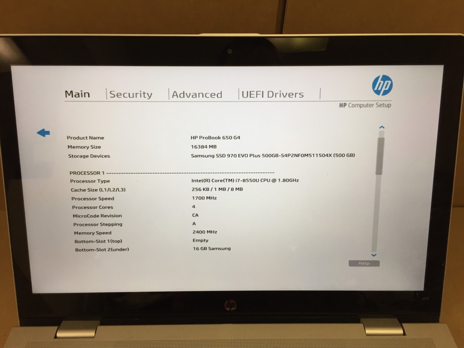 HP ProBook 650 G4 15.6” FHD Touch Screen Core i7-8550U 16GB RAM 500GB SSD DVDRW
