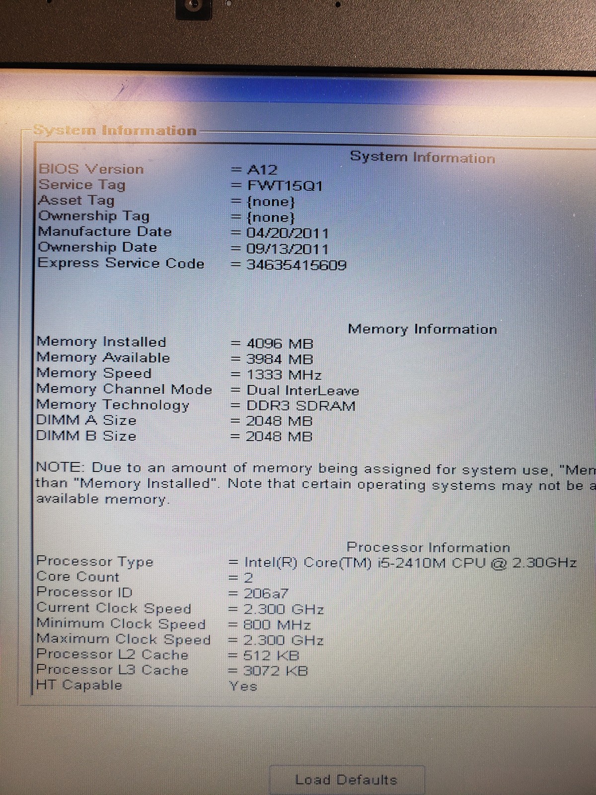 Dell Latitude E6420 i5-2410M 4GB No Drive 14″ Laptop
