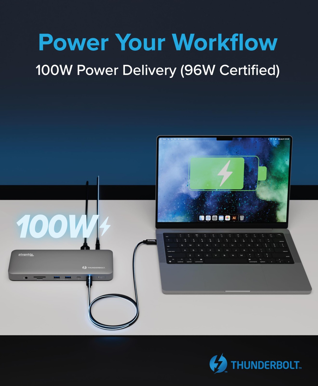Plugable Thunderbolt 4 Dock for MacBook Air/Pro: 100W Charging, Dual 4K/6K