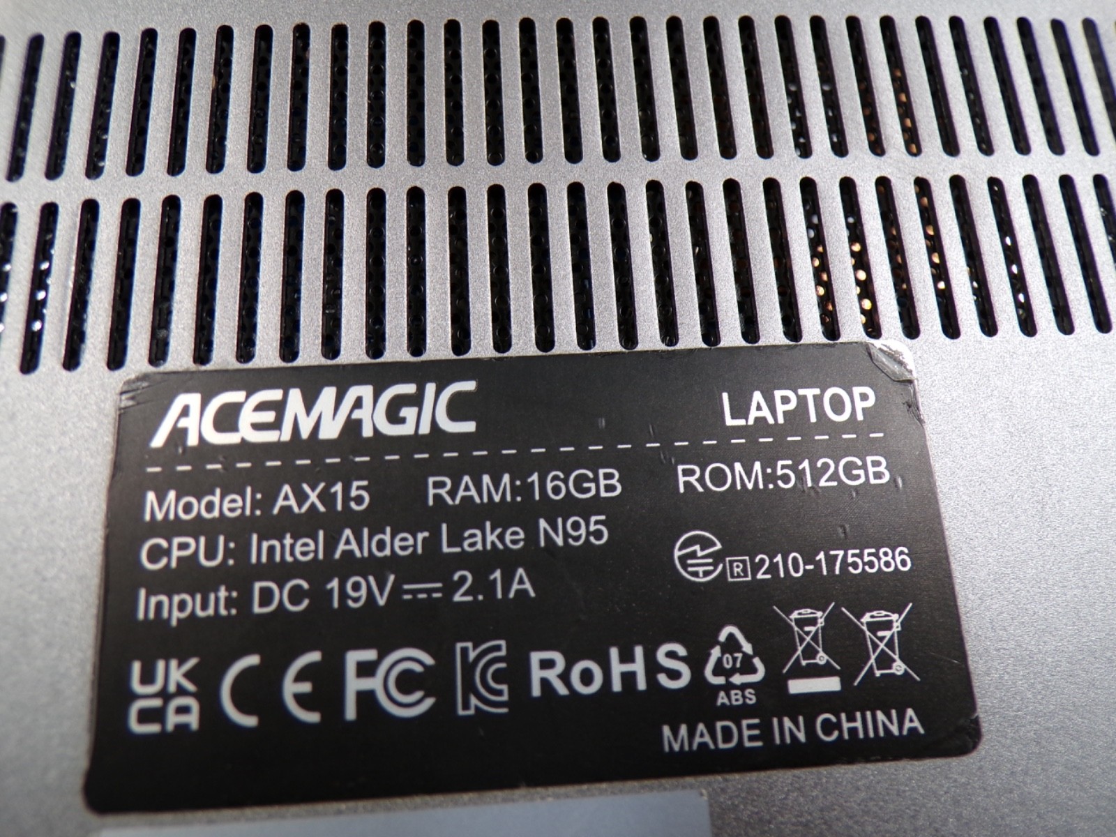 ACEMAGIC DNN21S 16GB RAM **NO HD/ NO CADDIE/ NO OS/ NO CHARGER