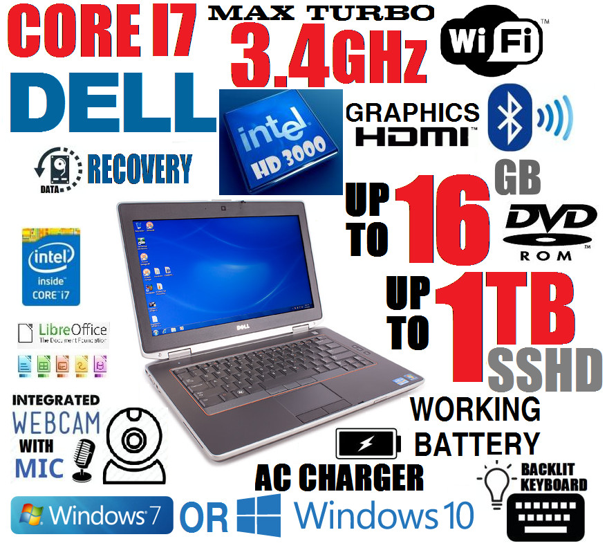 DELL NOTEBOOK CORE i7 3.4GHz MAX TURBO 🔥16GB🔥1TB SSHD🔥HDMI🔥CAM🔥LAPTOP🔥BLTH