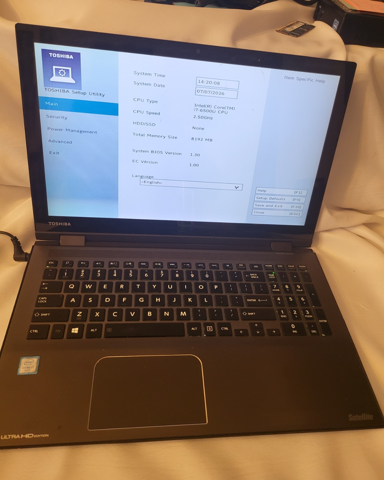 Toshiba Satellite Radius P55W-C5321-4K 15.6″ 4K i7-6500U 8GB RAM No SSD 070701