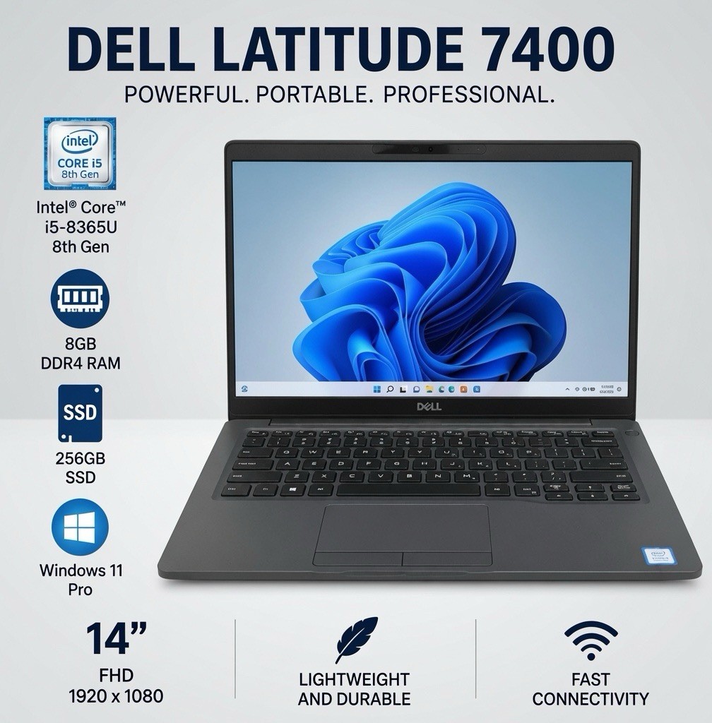 Dell Latitude 7400 14” FHD | i5-8365U | 8GB RAM | 256GB SSD | Win11 Pro