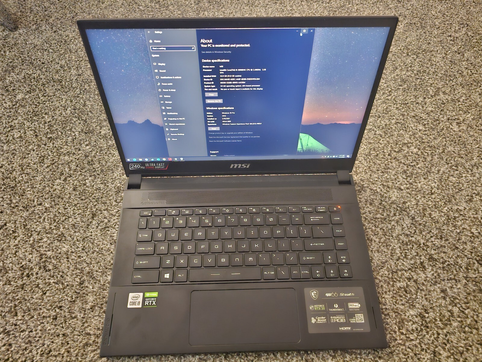 MSI GS66 Stealth (i9-10980HK @2.40GHz, 32 RAM)