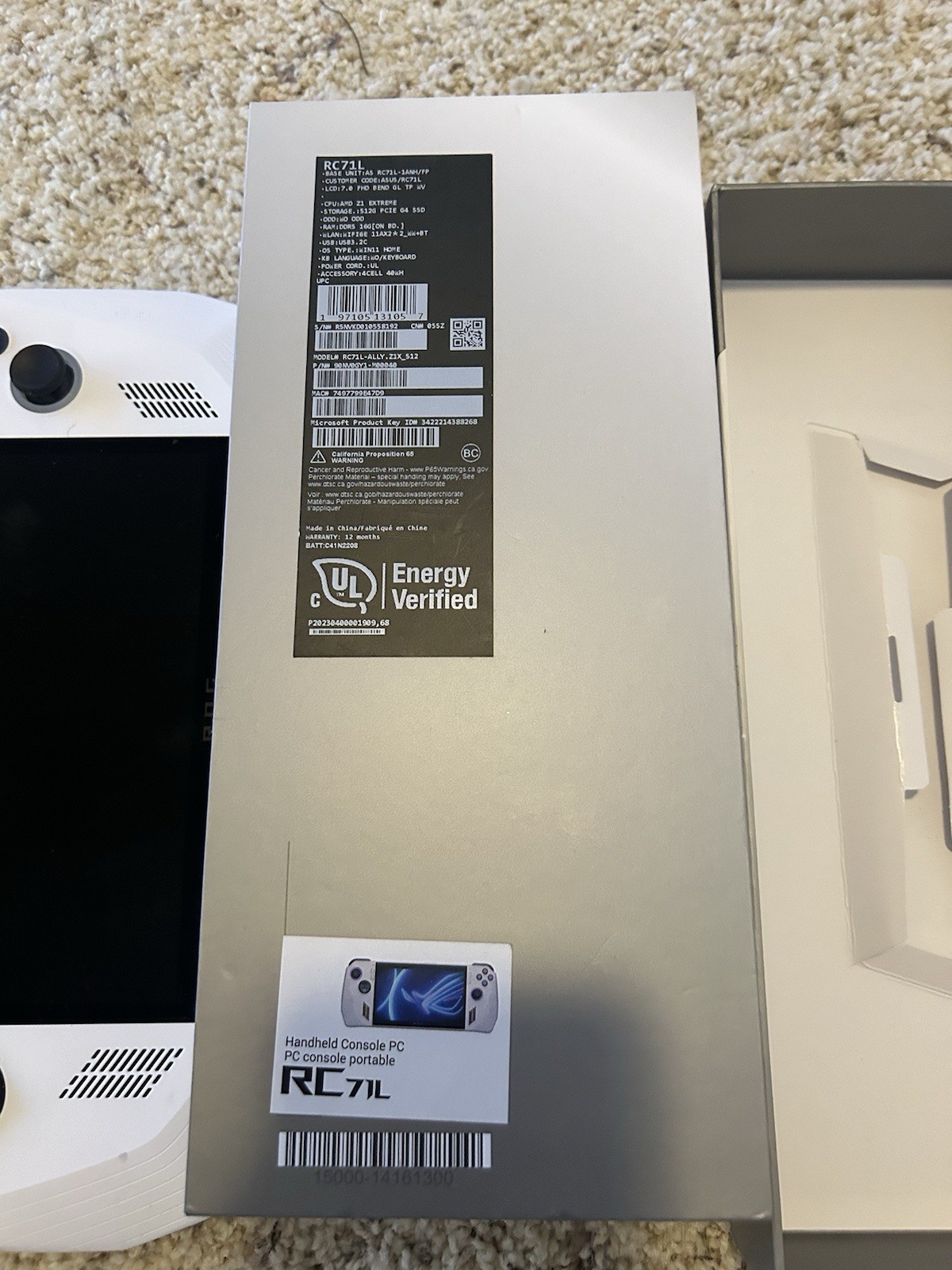 ASUS ROG Ally Z1 Extreme 512GB RC71L 16GB RAM Handheld Gaming Console White